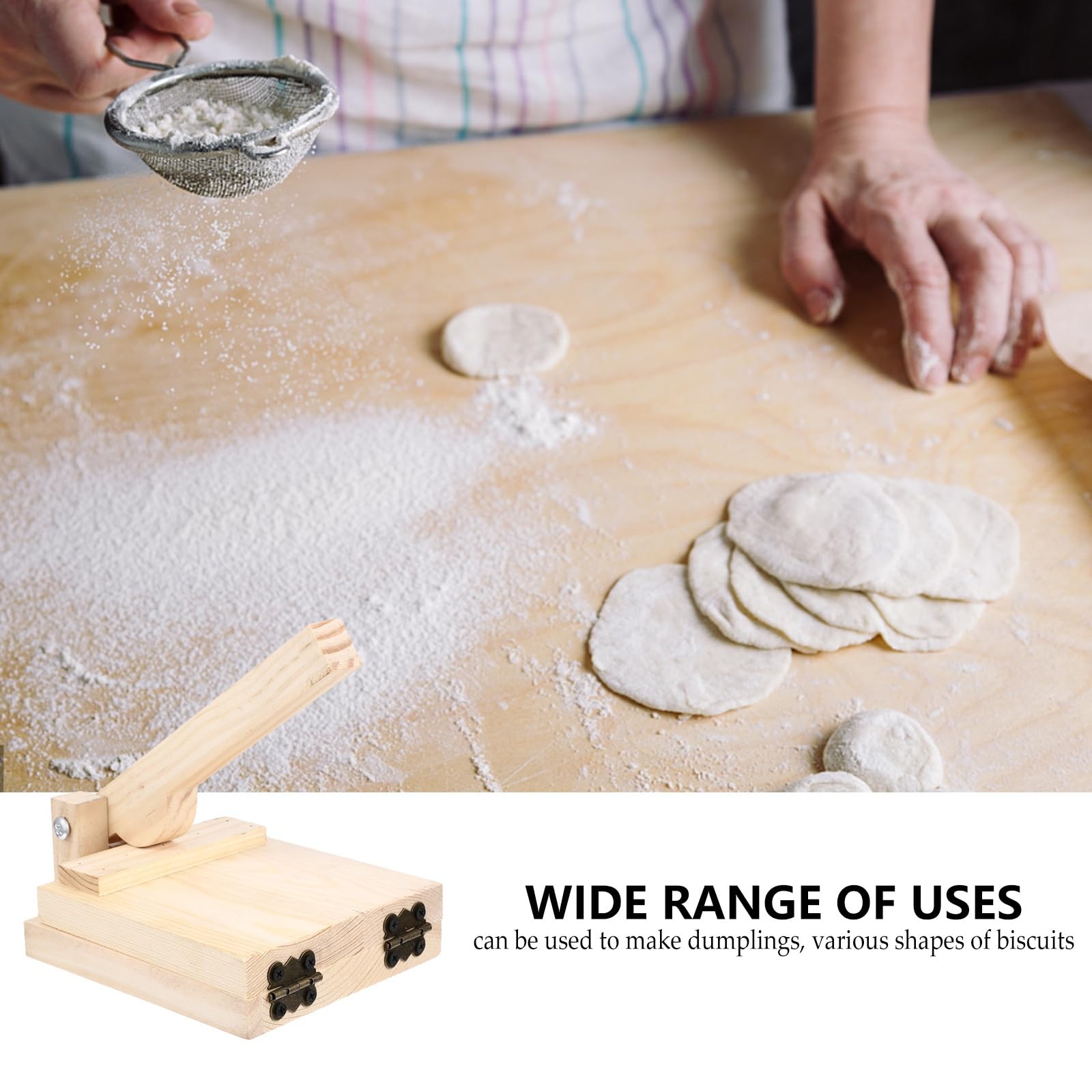Amosfun Wooden Tortilla Press - Handmade Roti Maker, Dough Presser & Dumpling Wrapper Mold for Homemade Tortillas, Tacos, Flatbreads - Natural Beige Wood - Perfect for Mexican, Indian & Asian Cuisine