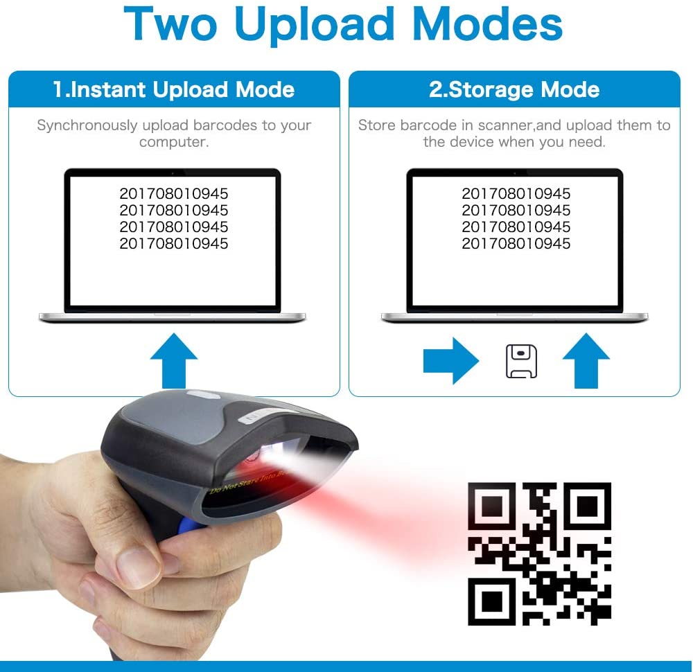 W8 X 2D Wireless Barcode Scanner - Portable Bluetooth Handheld Scanner for Retail, Warehouse & Inventory Management | Fast & Accurate QR Code Reader for Smartphones, Tablets & POS Systems