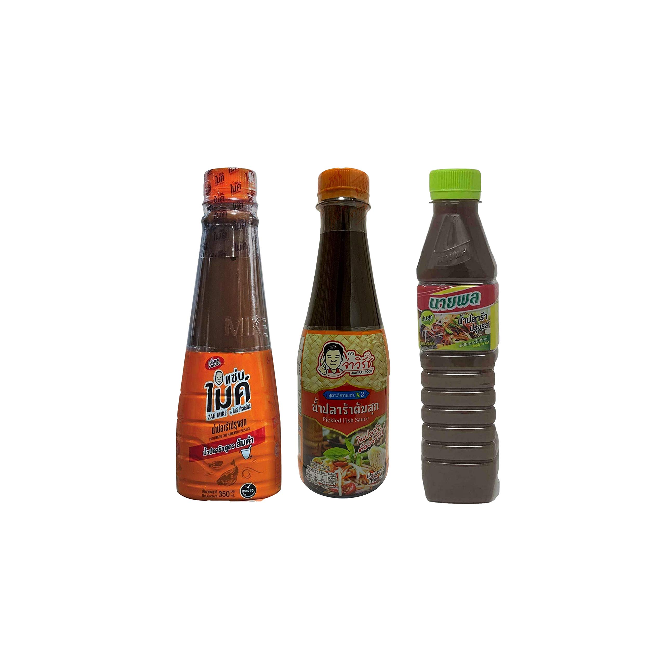 Authentic Thai Fish Sauce - X3 Bottle Set (Zap Mike, Nay Pol, Jawirat) for Fermented Papaya Salad & Asian Cooking | Perfect for Som Tam, Stir Fry & Marinades