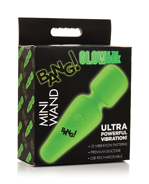 Glow in the Dark Rechargeable Silicone Mini Wand - Green Vibrator for Couples, Solo Play & Sensual Massage - Perfect for Bedroom Fun, Travel & Discreet Storage