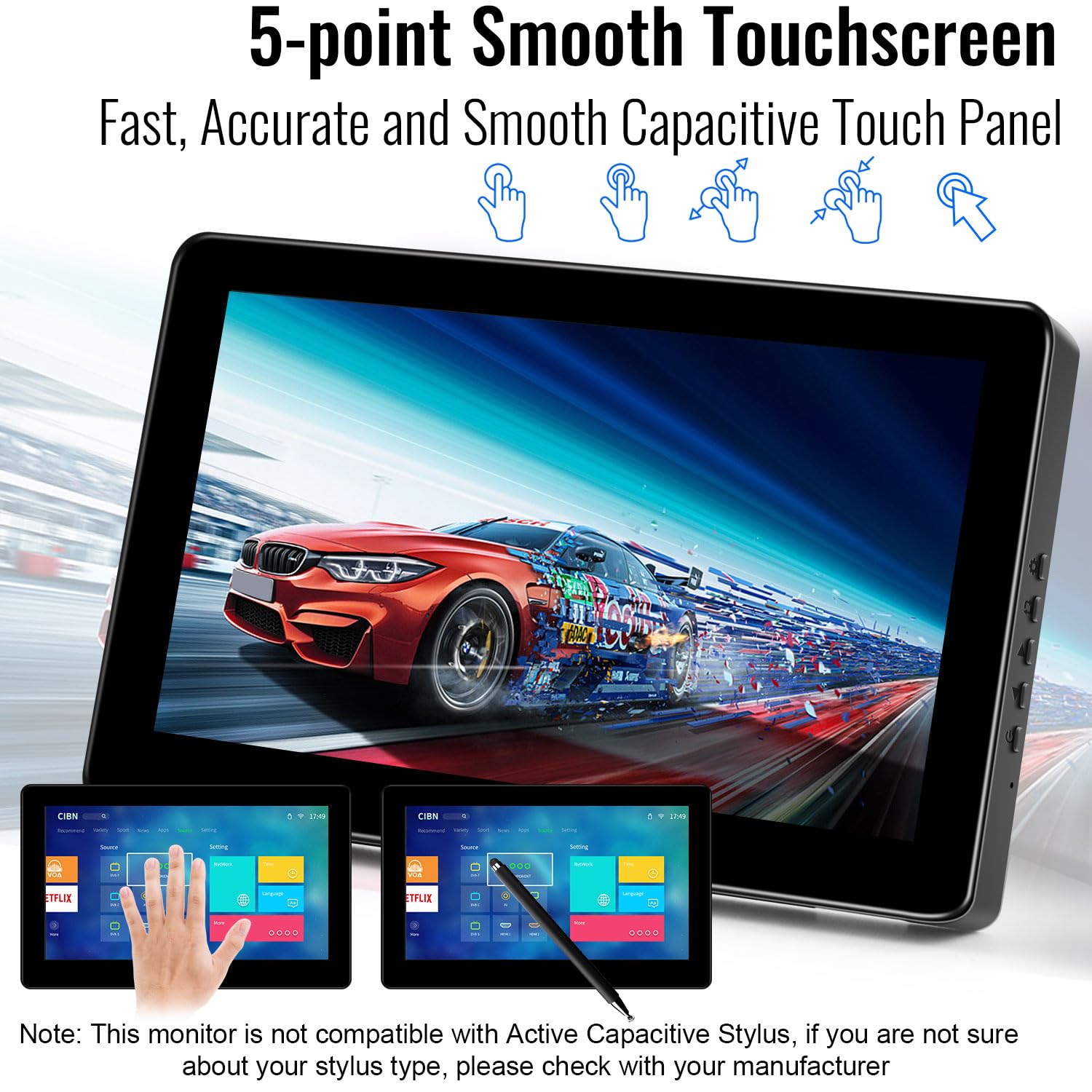 8 Inch HD 800x480 IPS Touch Screen Monitor with HDMI - Portable Mini LCD Display for PC, Laptop & Raspberry Pi - Built-in Speakers for Home Office & Gaming