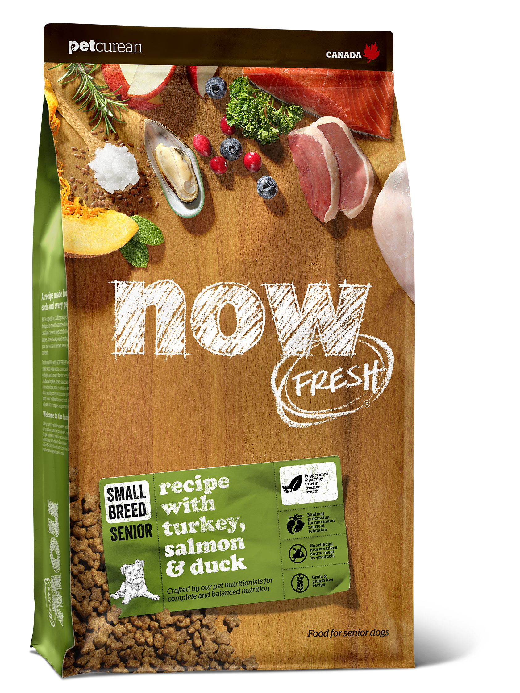 Petcurean Now Fresh Grain Free Dry Dog Food for Small Breed Senior Dogs - Healthy & Nutritious Meal for Aging Small Dogs at Home or Travel