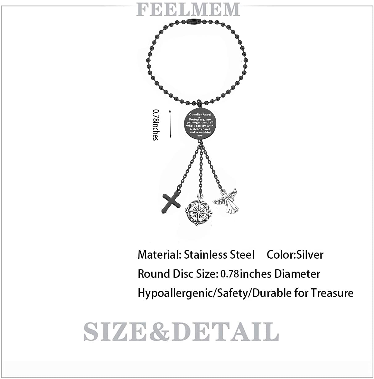 FEELMEM Guardian Angel Prayer Car Charm - Spiritual Protection for Drivers & Passengers | Religious Car Accessory Gift for Safe Travel | Perfect for Hanging on Rearview Mirror (Use While Driving for Peace of Mind)