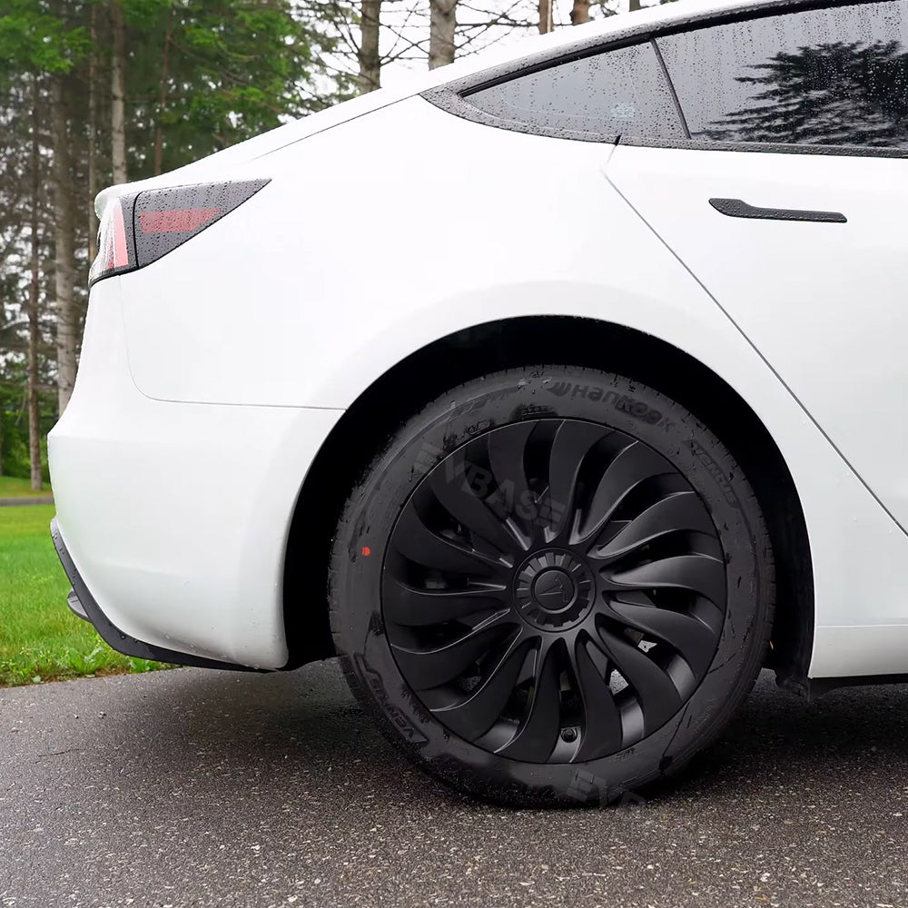 Tesla Model 3/Y Überturbine Style Wheel Covers - 18/19 Inch Alloy Wheel Protectors (Matte Black, 4-Piece Set) 2017+ | Perfect for Road Trips & Daily Commuting