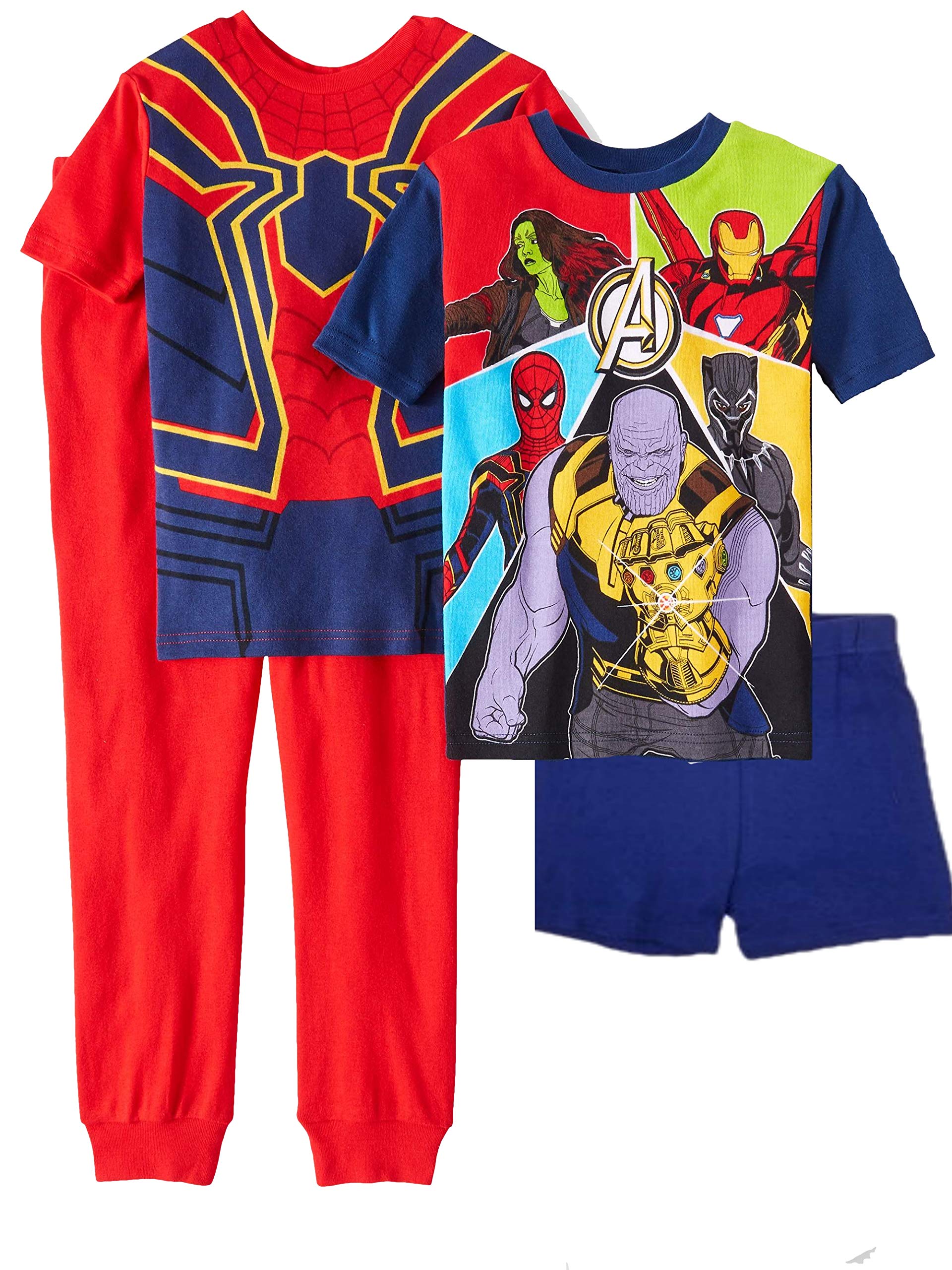 Marvel Avengers Infinity War 4-Piece Pajama Set for Boys - Big & Little Kids Superhero Sleepwear | Perfect for Bedtime, Movie Nights & Cosplay