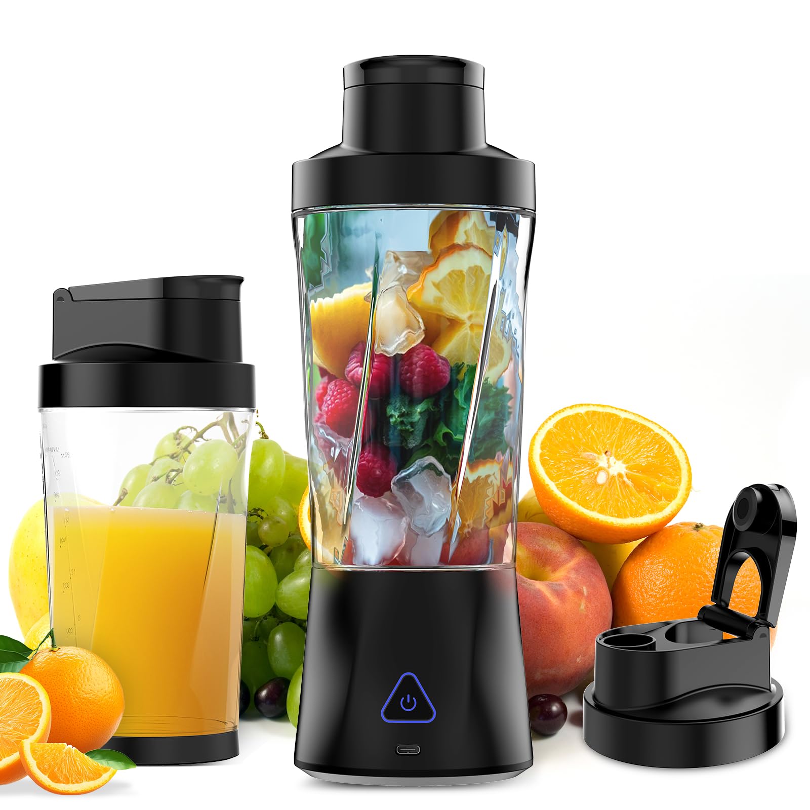 NEZA 360W Portable Personal Blender - 24oz Cordless Mini Blender for Smoothies, Protein Shakes & Juicing | 6000mAh Battery, Self-Cleaning, BPA-Free | 6 Sharp Blades, Travel-Friendly (Ink Black) - Perfect for Gym, Office & Outdoor Adventures