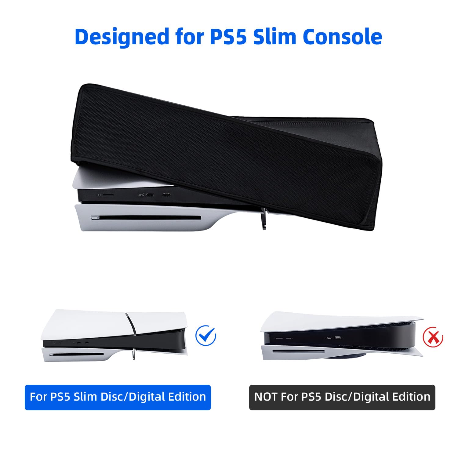 Waterproof Dustproof Protective Cover Case for PS5 Slim Console - Splash Resistant, Durable Shield (Not for PS5/PS5 Pro) - Perfect for Gaming Setups & Travel Protection
