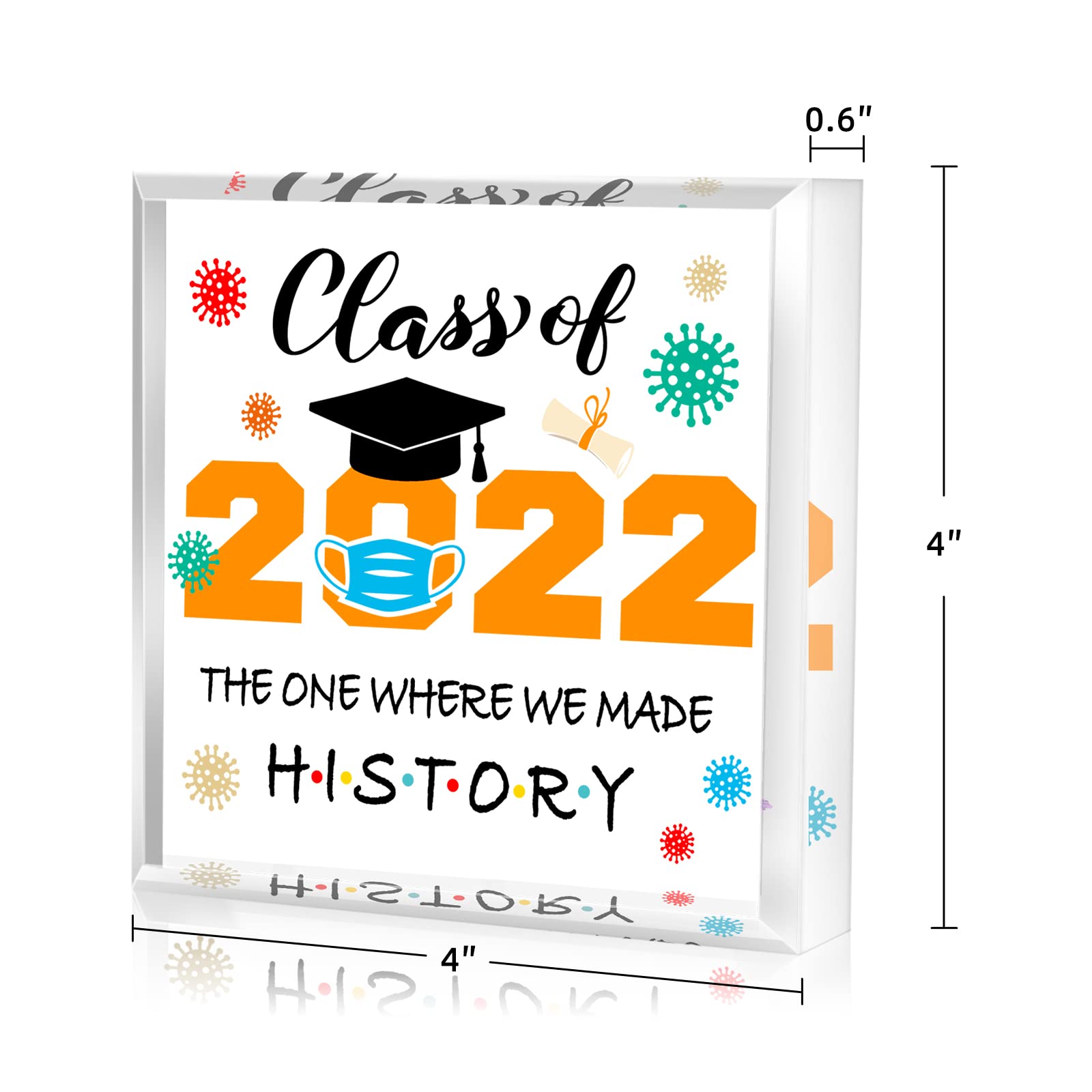 FaCraft Graduation Keepsake & Paperweight Gift Set for Her, Him, Daughter, Son - Class of 2022 'The One Where We Made History' - Perfect High School & College Graduation Gifts for Girls & Boys - Great for Office Desk Decor, Sentimental Gift for Graduates
