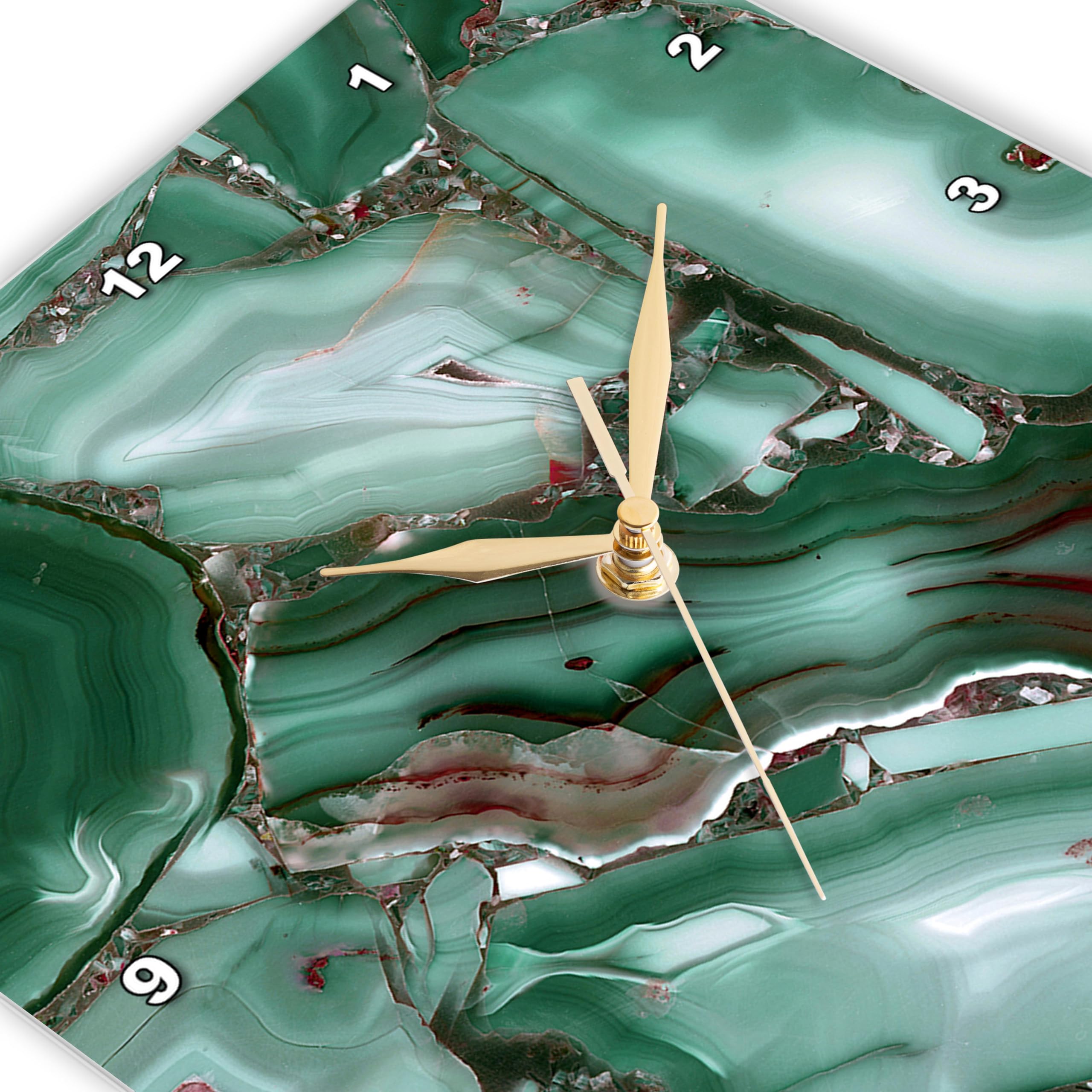 Luxury Green Marble Agate Gem Mineral Malachite Quartz Wall Clock - 15