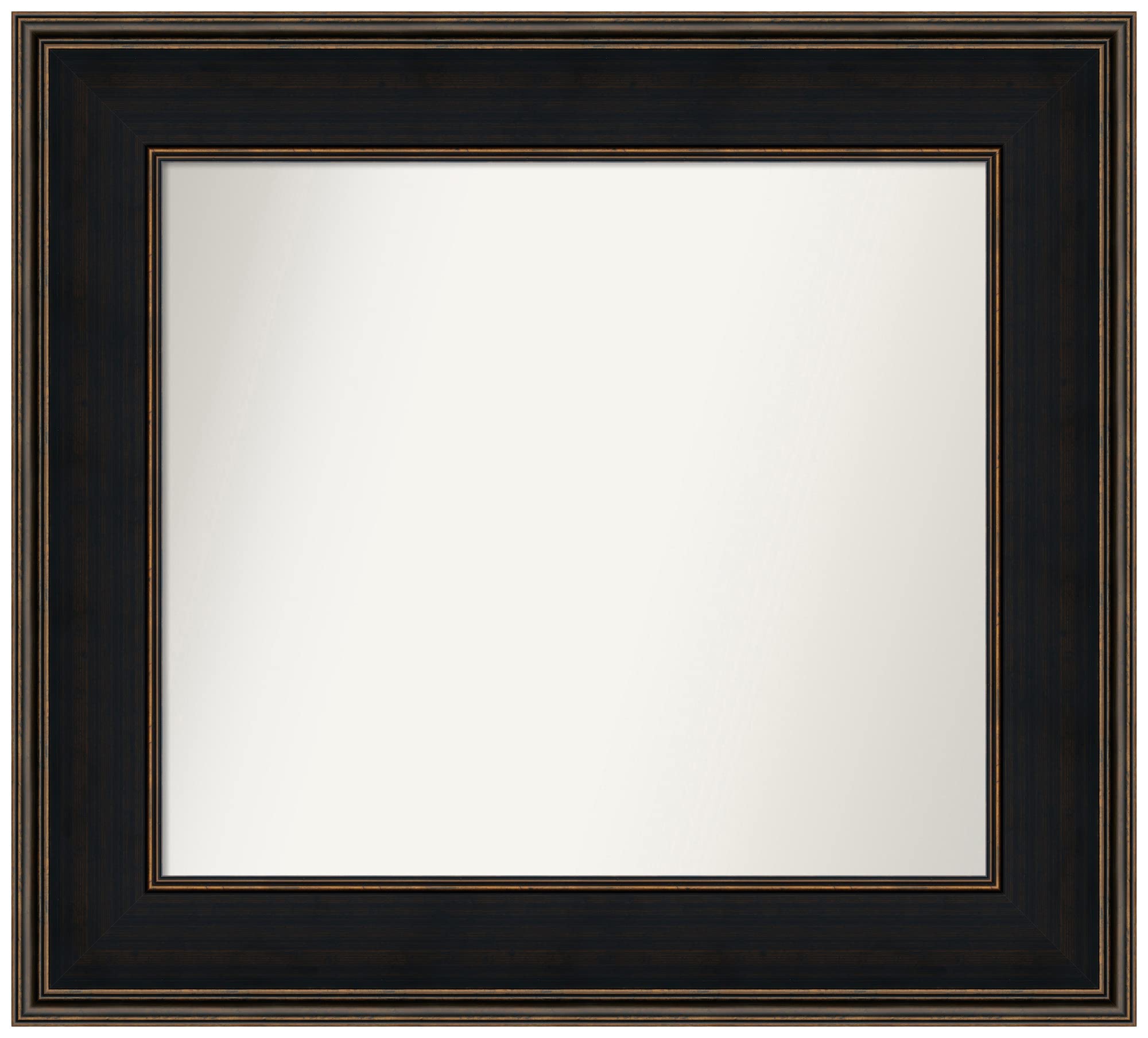 Amanti Art Non-Beveled Custom Wall Mirror - 27.5 x 30.5 Inches Mezzanine Espresso Frame - Bathroom, Living Room, Bedroom Decor - Black & Brown Finish - Various Custom Sizes Available