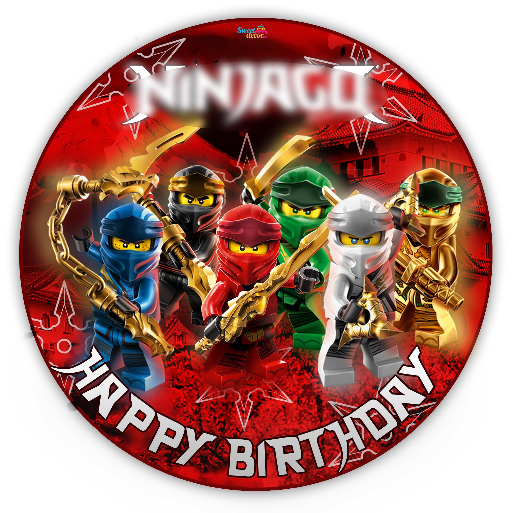 Ninjago Fan Cake Topper - Edible Fondant Cake Decoration (20cm Round) for Birthday Parties & Themed Celebrations