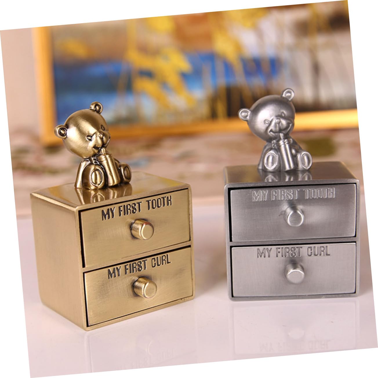 Toyvian Baby First Tooth Box - Metal Baby Tooth Keepsake Holder with Curl Design for Newborns | Perfect Baby Shower Gift & Milestone Memory Keepsake
