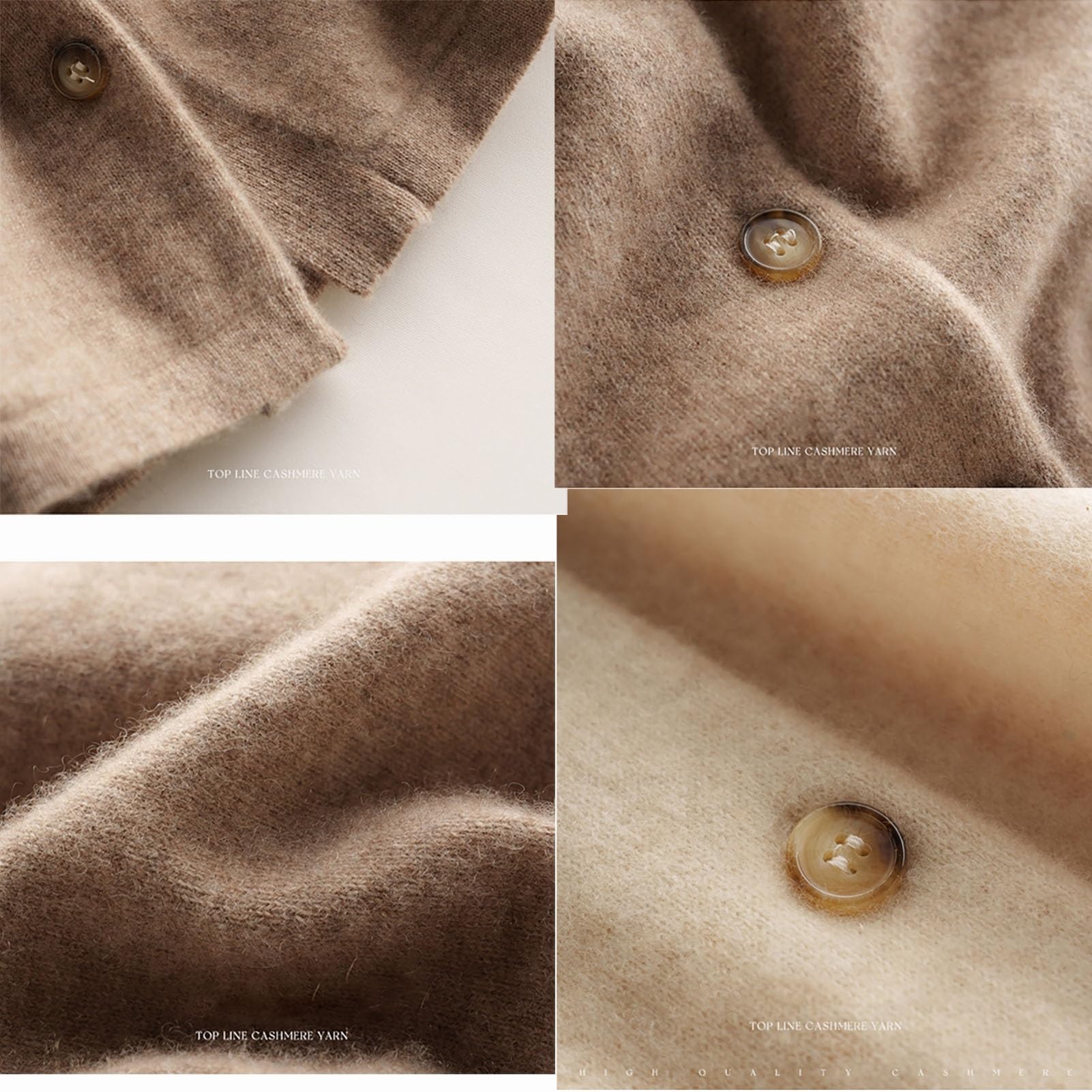 100% Pure Cashmere Women's Long Sleeve Button Front Cardigan Sweater - Polo Neck, White, Large | Soft & Warm Winter Knitwear for Office, Travel & Casual Outfits