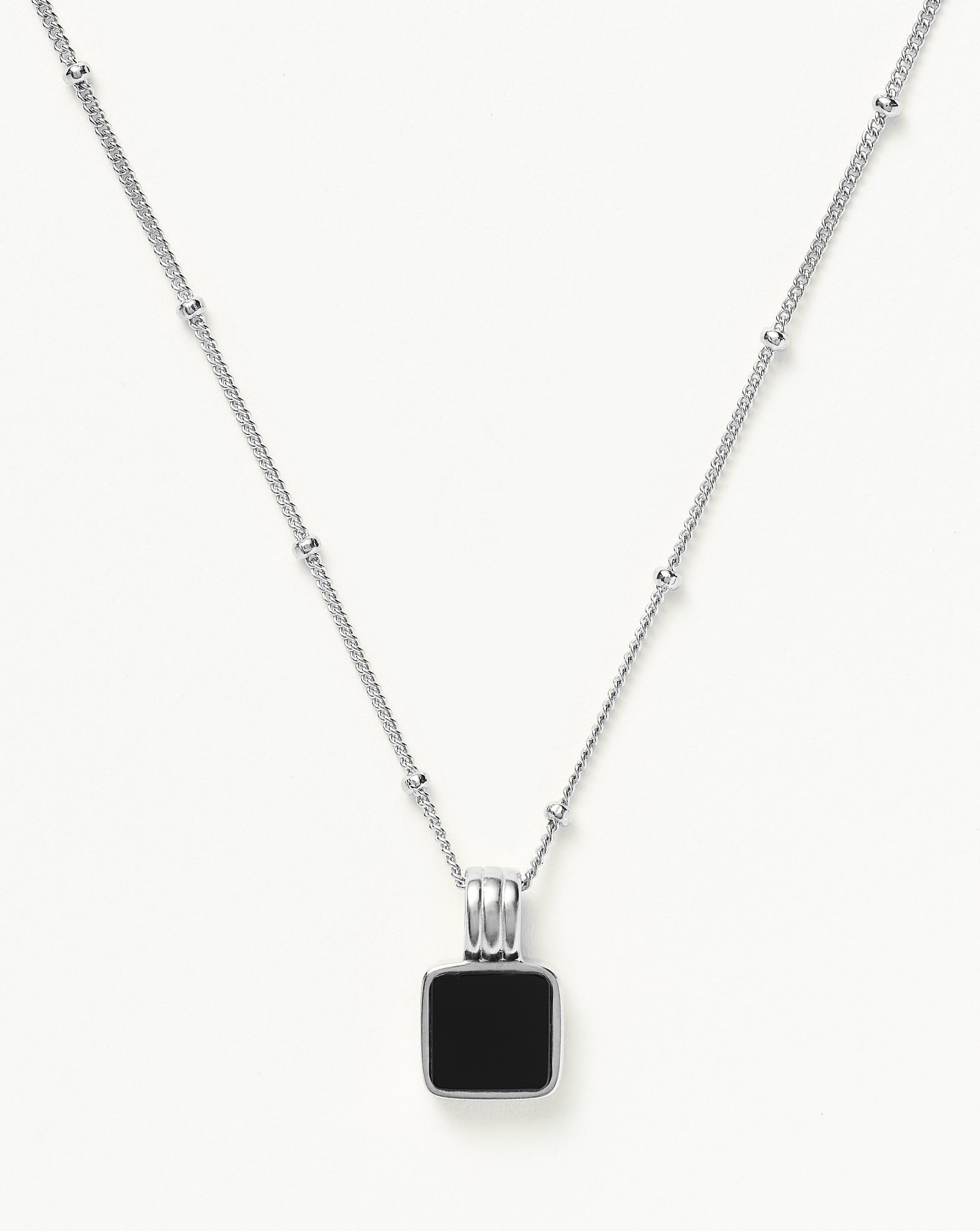 Lucy Williams Square Onyx Necklace - Sterling Silver & Black Onyx Pendant Jewelry for Women | Elegant Gift for Birthday, Anniversary & Special Occasions