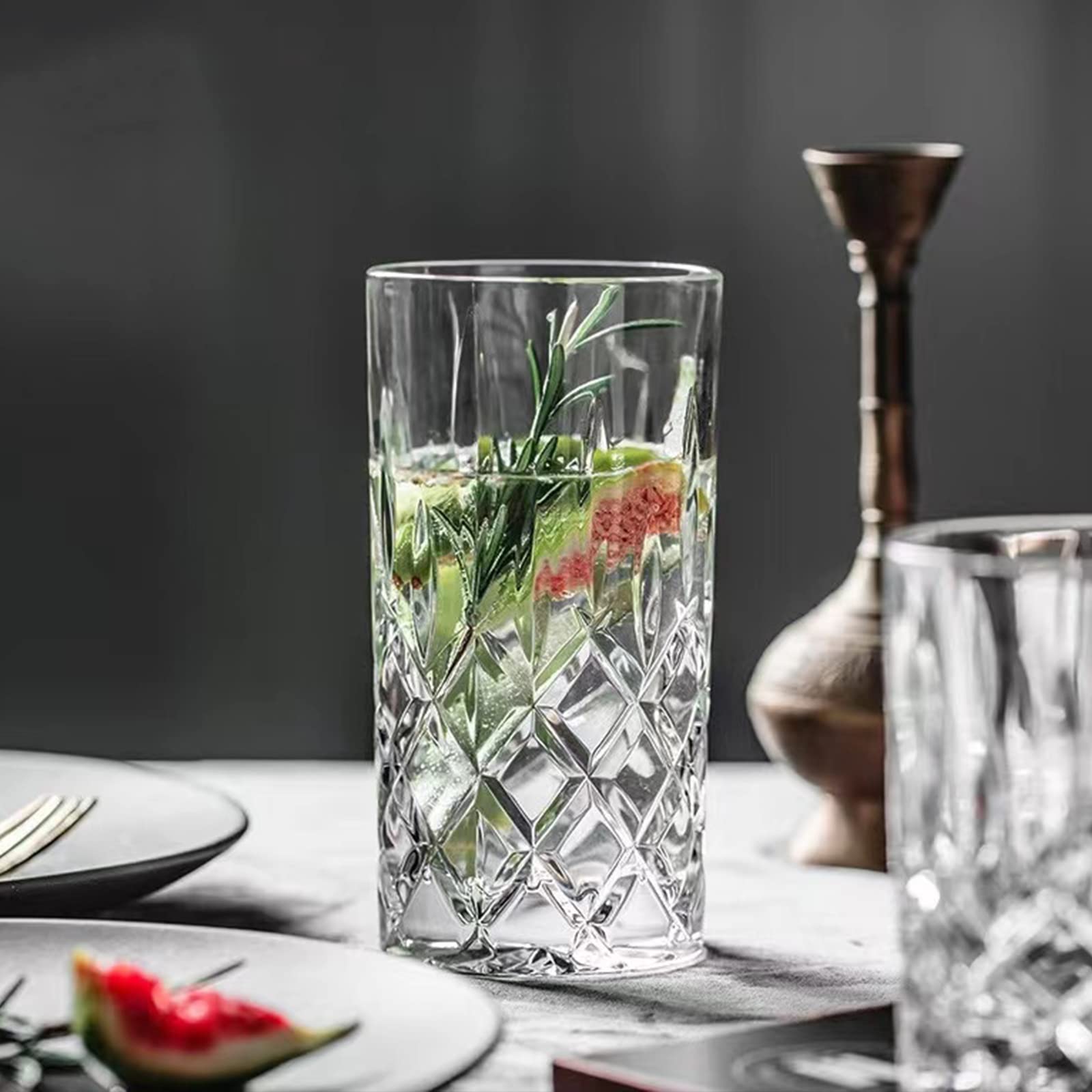 Premium 8-Piece Crystal Drinking Glass Set - 4 Old Fashioned 11oz Highball Glasses & 4 Whiskey Glasses - Elegant Barware for Cocktails, Bourbon, Scotch & Beverages - Perfect for Home Bars, Parties & Gifts