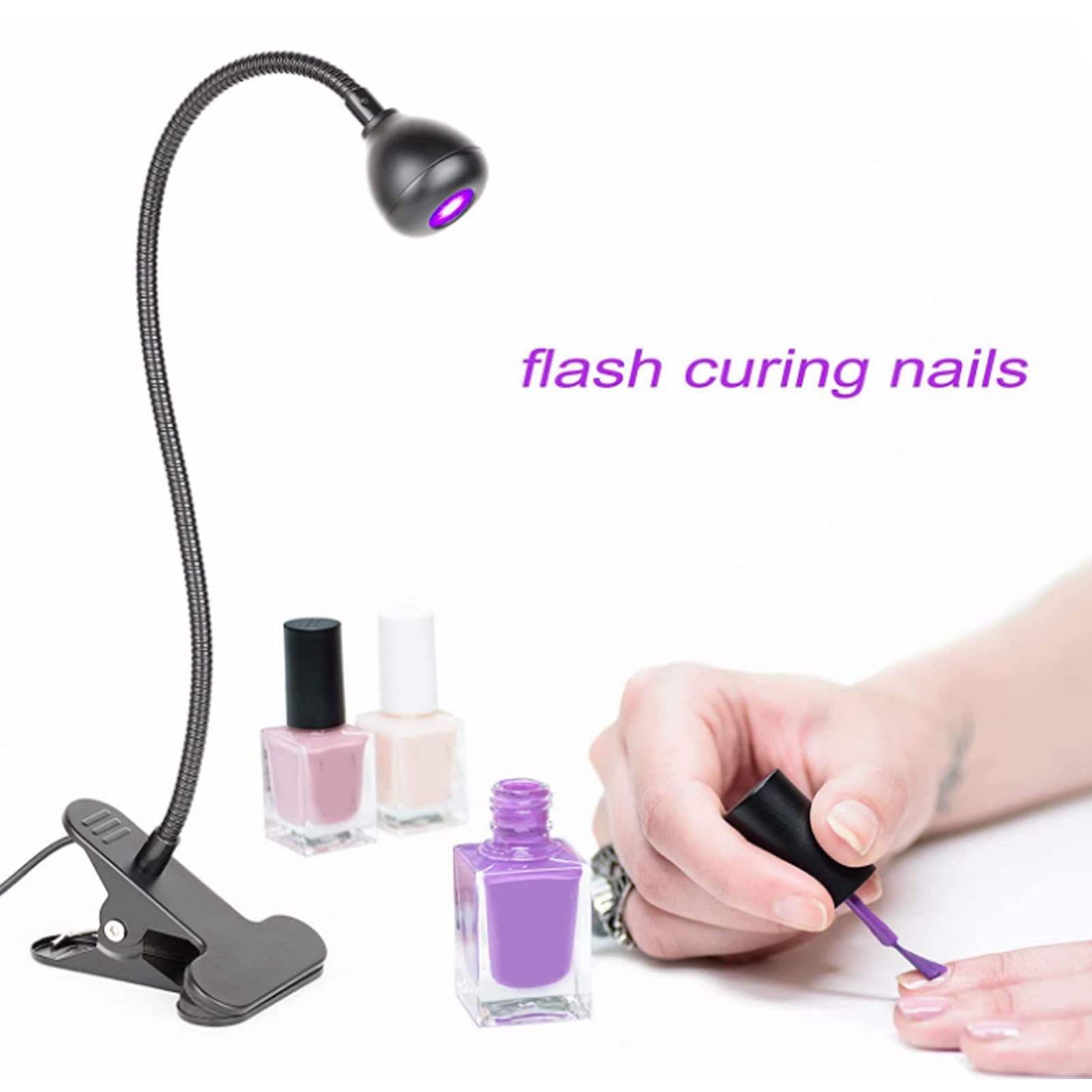 Ubersweet® UV Curing Clamp Lamp - 360° Adjustable USB-Powered Compact UV Nail Light for Gel Polish Curing | Perfect for Nail Salons, Home Manicures & DIY Nail Art