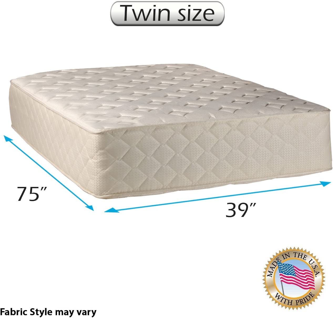 Dream Solutions USA Luxury Firm Twin Size Mattress with Mattress Cover Protector - Innerspring Coils, Premium Edge Support for Lasting Comfort | Perfect for Guest Rooms, Kids' Beds & Small Spaces