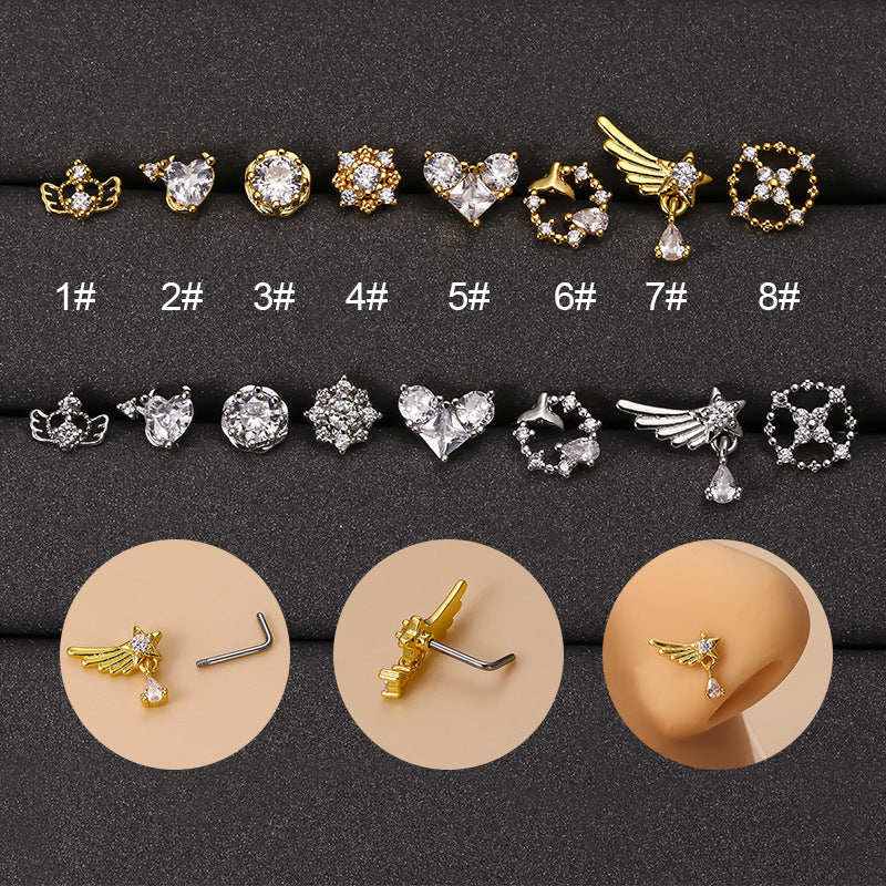 20G Surgical Steel Small Nose Ring & Nose Stud - Angel Wing Nose Piercing Jewelry for Women | Hypoallergenic, Comfort Fit | Perfect for Everyday Wear, Parties & Special Occasions