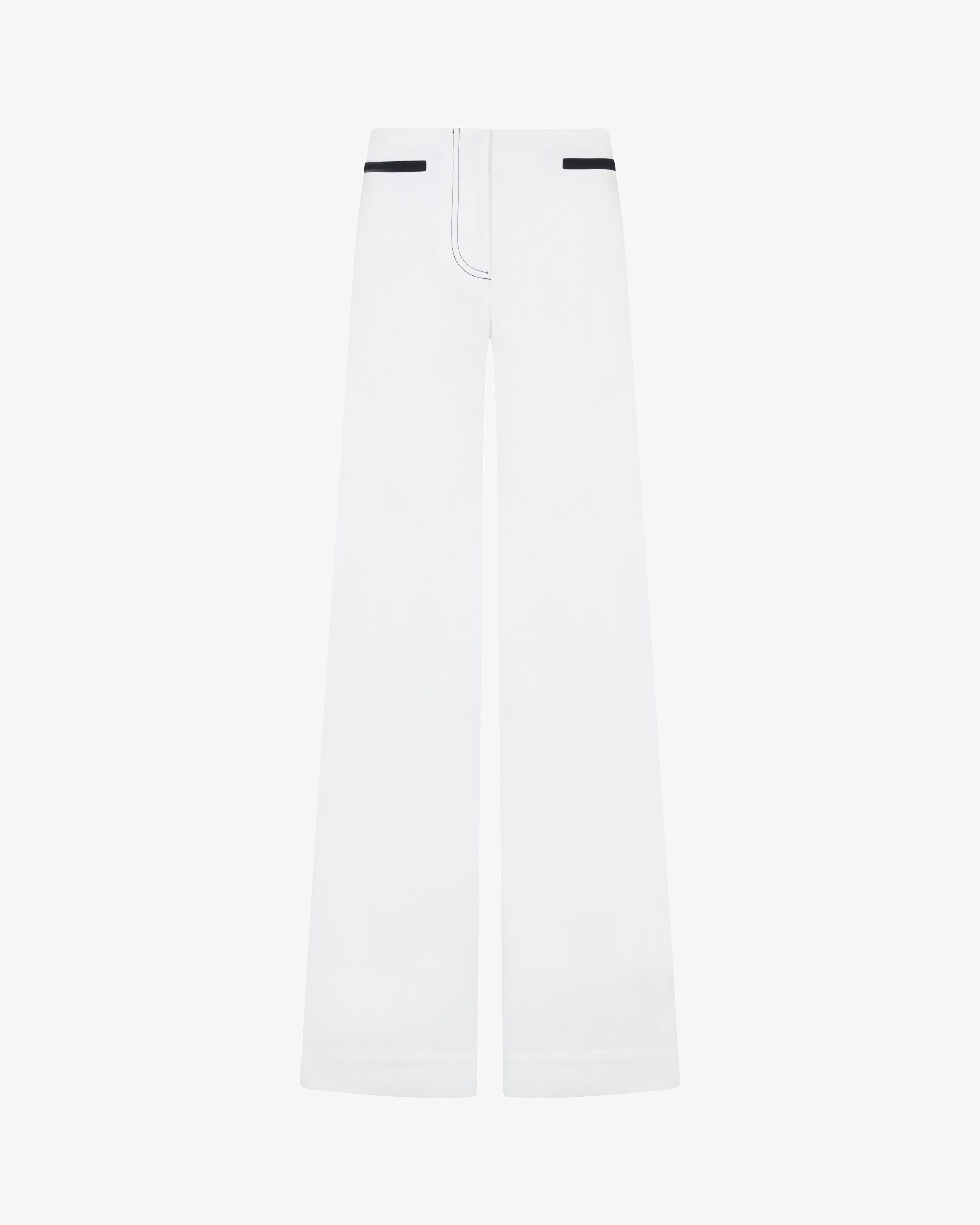 Women's High Waist Flare Pants with Contrast Pockets - White | Casual & Office Wear | Perfect for Work, Date Night & Everyday Outfits