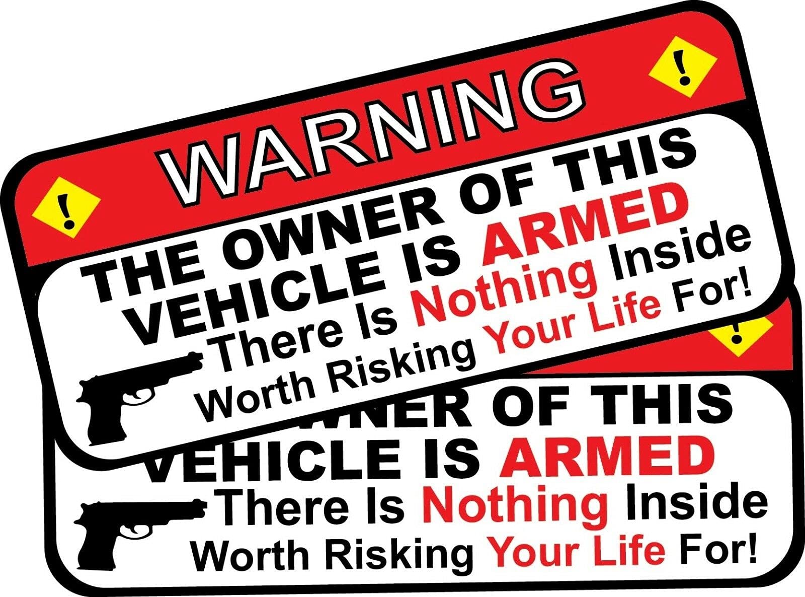 Armed Owner Vehicle Warning Sticker - 2nd Amendment Vinyl Decal for Car/Truck