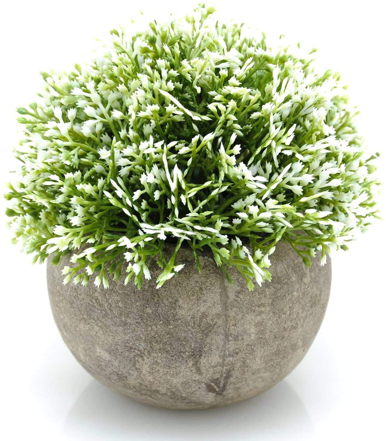 Velener White Artificial Potted Topiary Shrub Plant - Farmhouse Christmas Decor, Cottagecore Room Aesthetics, Kitchen & Bathroom Fake Plants, Classroom & Home Decor - Perfect for Holiday Centerpieces, Shelf Styling and Cozy Interior Design