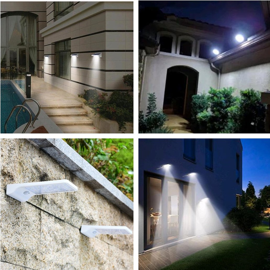 Solar Powered Outdoor Wall Lights with Motion Sensor - Waterproof Security Lighting for Barn, Porch, Garage (2 Pack, White) | Perfect for Pathway, Garden, and Backyard Illumination