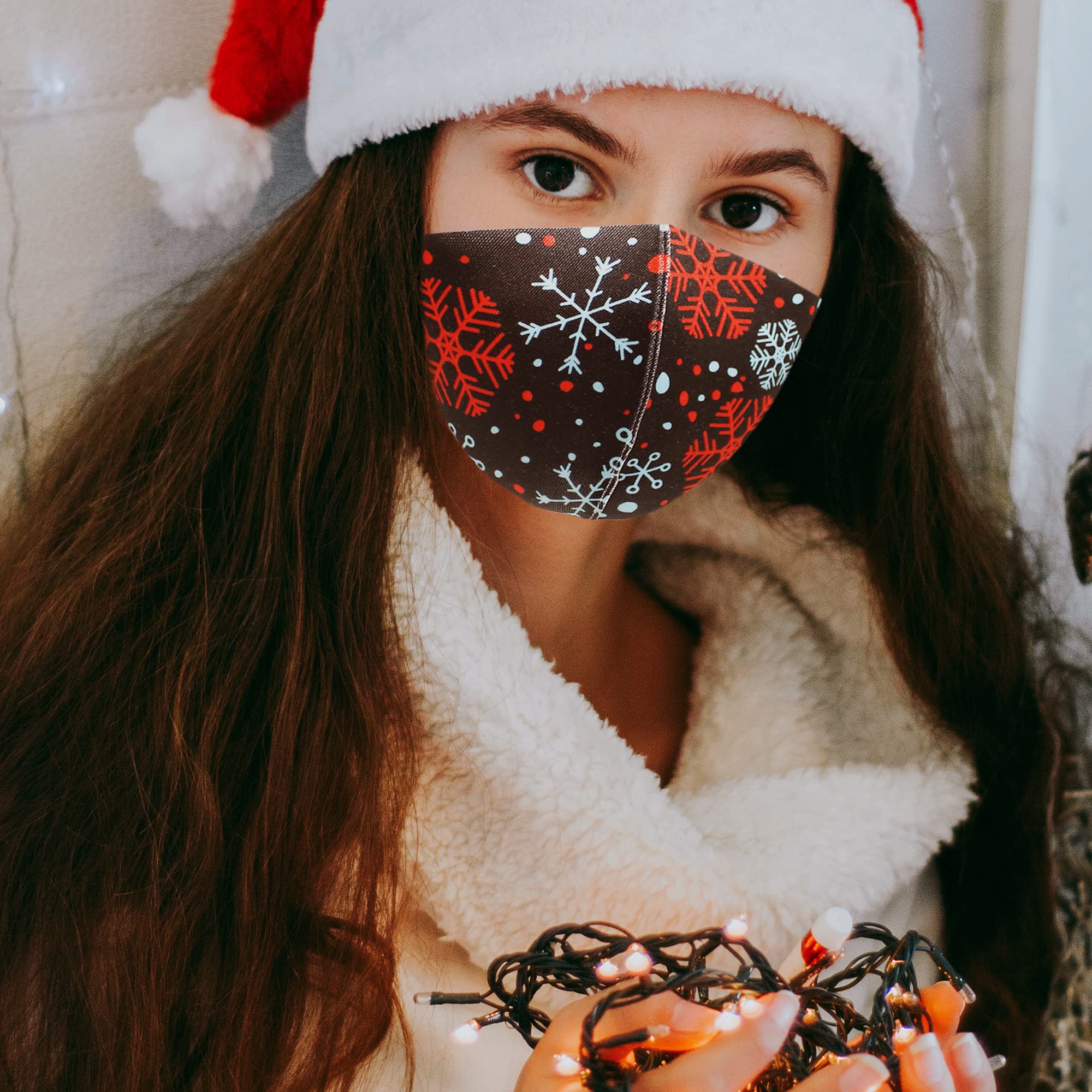 Unisex CBC Crown Washable Reusable Christmas Face Mask - Stretchy Lightweight Holiday Cloth Face Cover for Adults | Perfect for Winter Celebrations, Office Parties & Festive Gatherings
