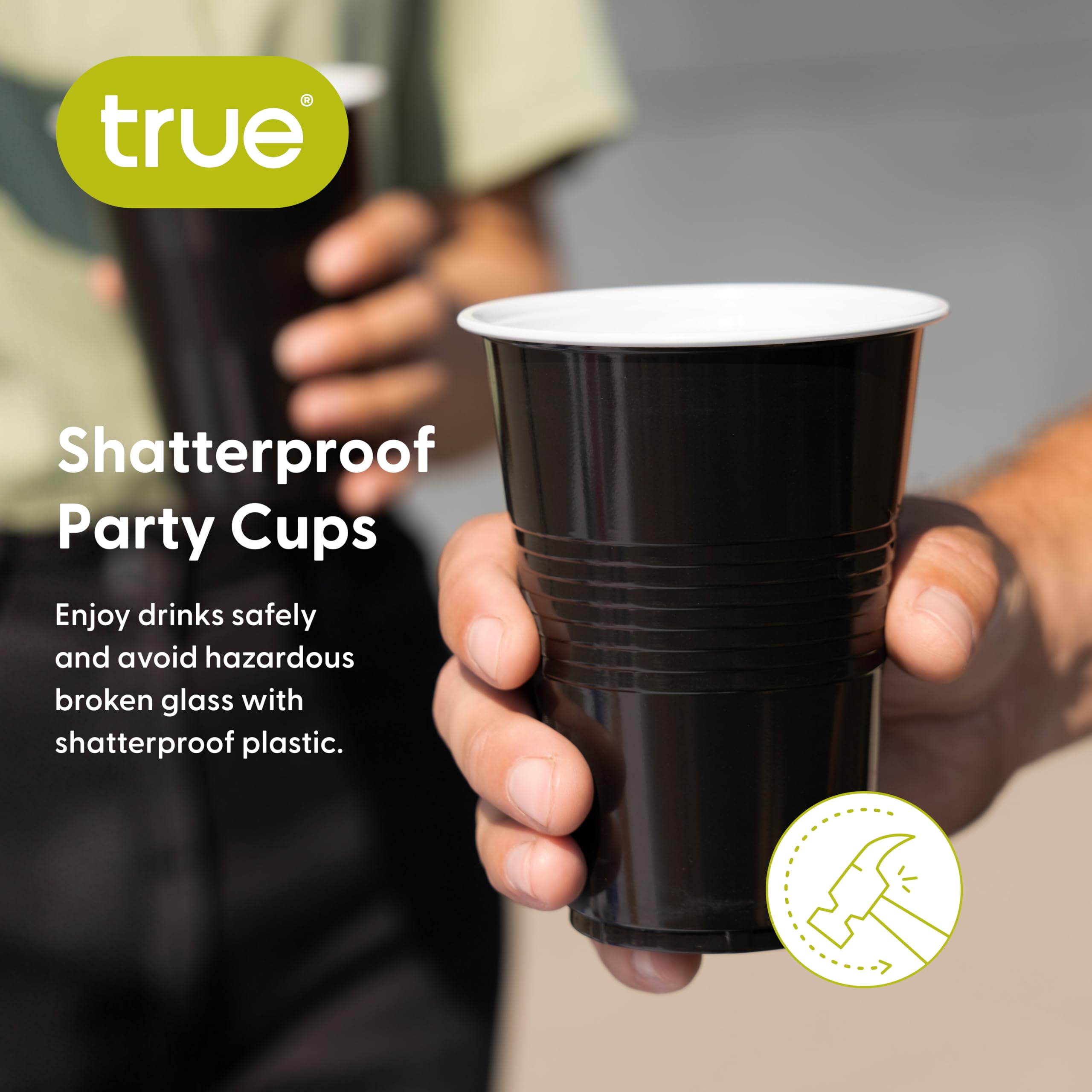 **50-Pack True Black 16oz Disposable Plastic Cups for Parties, Beer Pong, BBQs & Events - Heavy-Duty Drinking Cups for Soda, Cocktails & Beverages**
