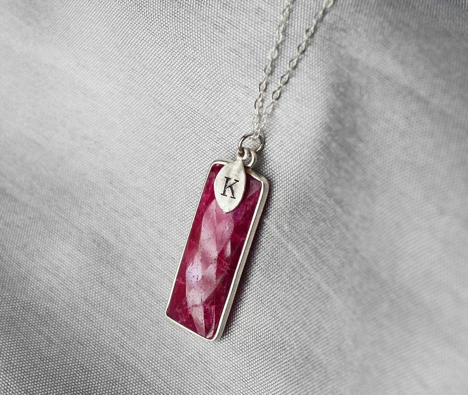 Ruby Necklace for Women - July Birthstone Jewelry with Ropada Stone in Sterling Silver or 18K Gold | Personalized Name Necklace, Elegant Bridesmaid Gift & Heartfelt Mom Necklace for Birthday, Anniversary & Special Occasions