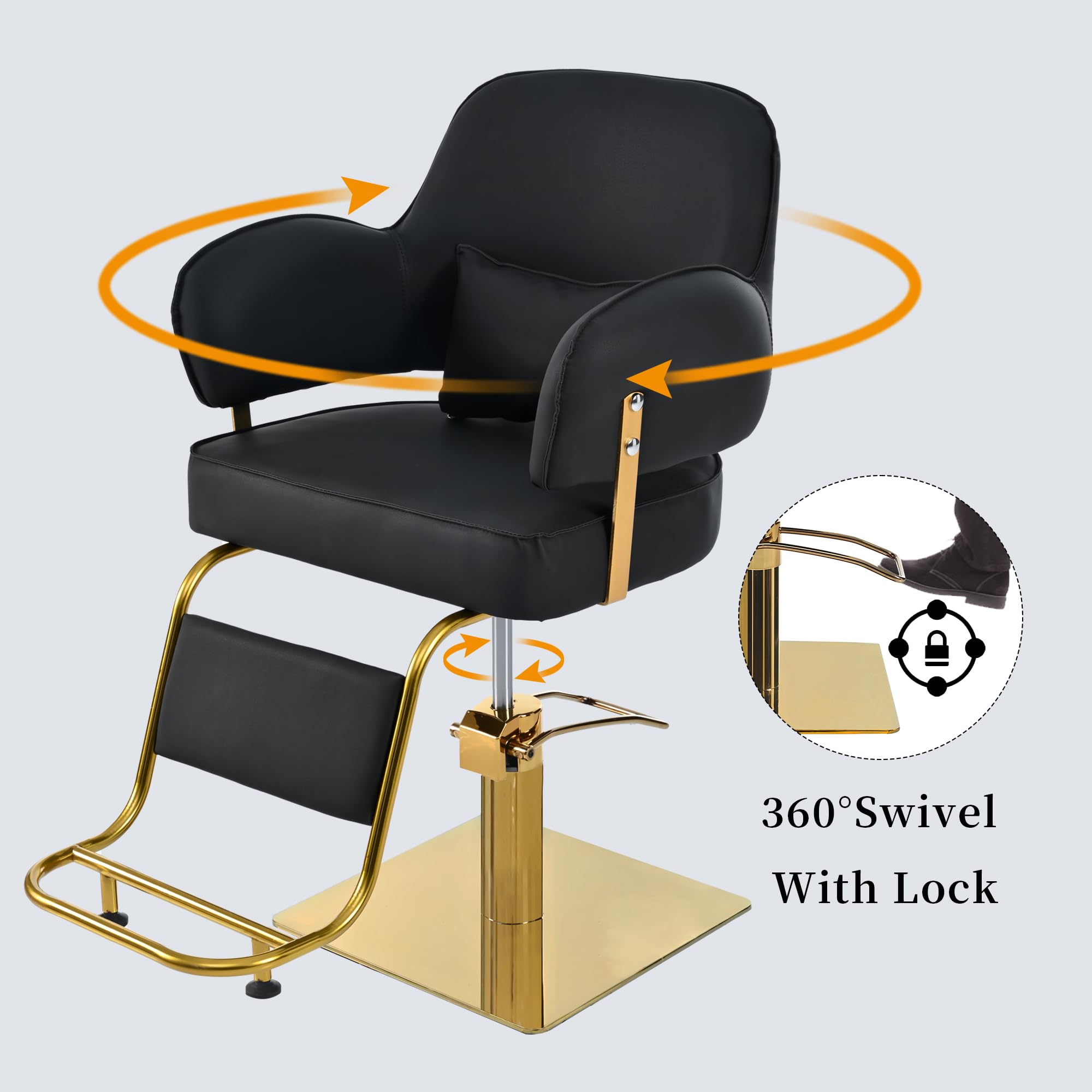 Professional Taikonaut Hydraulic Barber Chair - Heavy Duty Adjustable Salon Chair for Hair Styling, Beauty Salon & Spa Equipment (Black) | Perfect for Hairdressers, Barbershops & Home Styling Stations