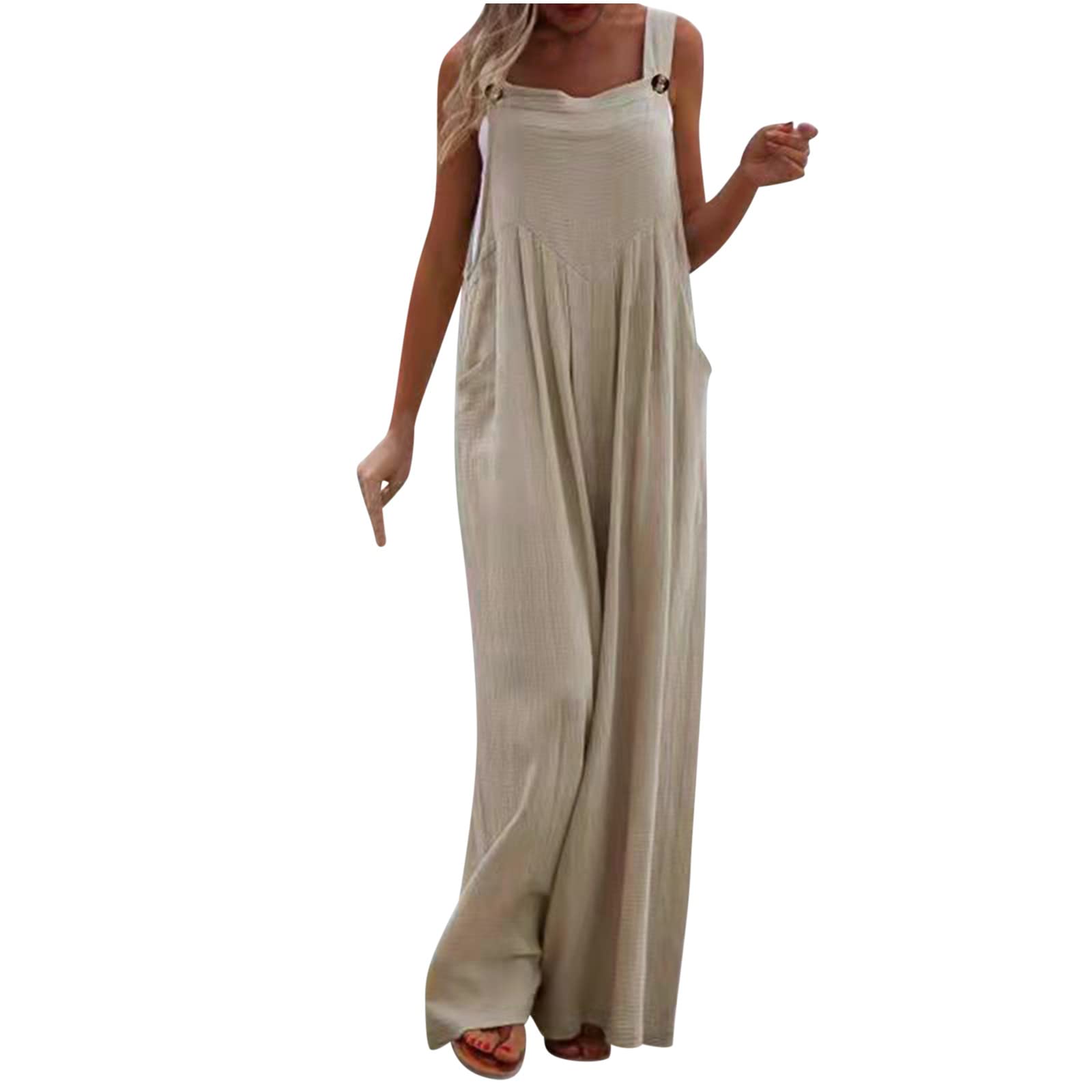 Women's Summer Wide Leg Overalls 2023 - Casual Loose Fit Suspender Romper with Pockets | Boho Chic Jumpsuit for Women | Perfect for Beach, Music Festivals & Casual Outings