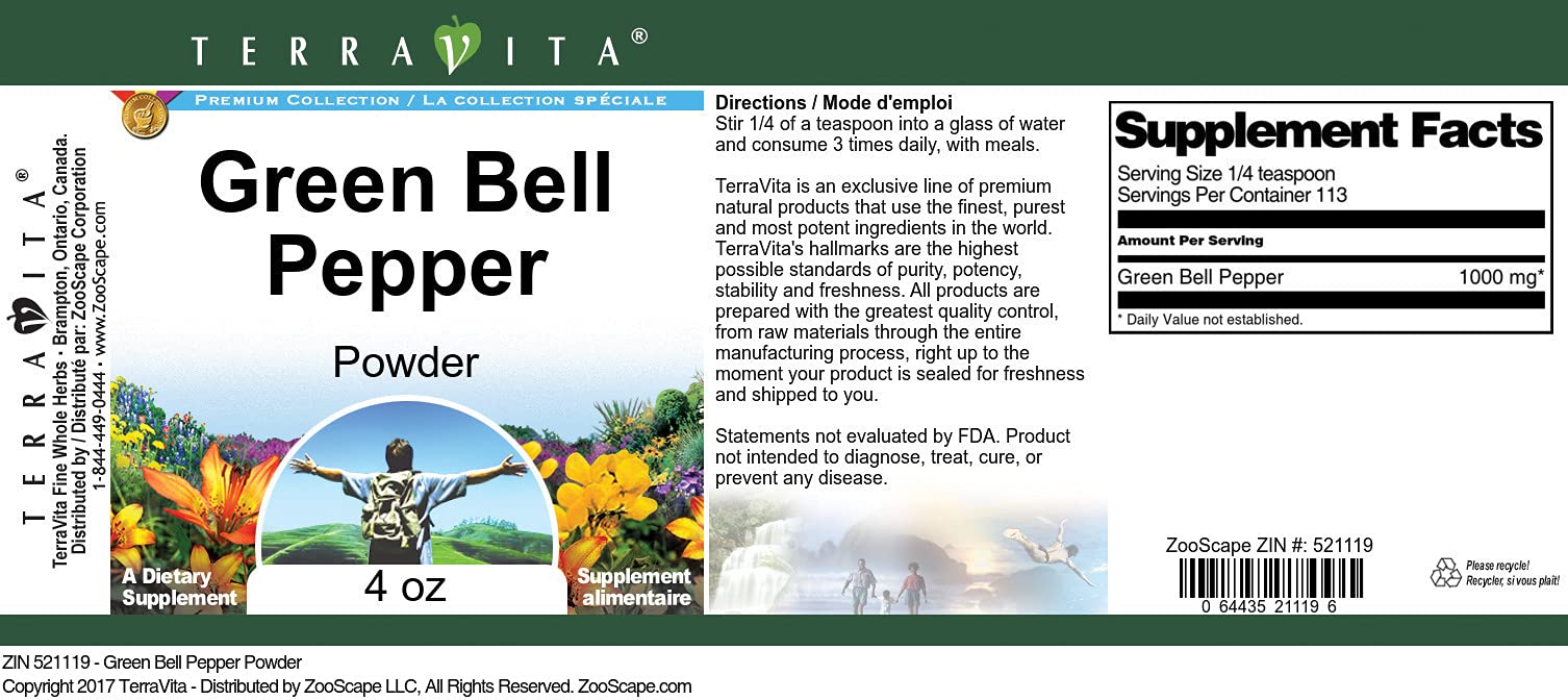 Organic Green Bell Pepper Powder 4 oz (2 Pack) | Non-GMO, Gluten-Free | Perfect for Seasoning, Soups, and Healthy Cooking