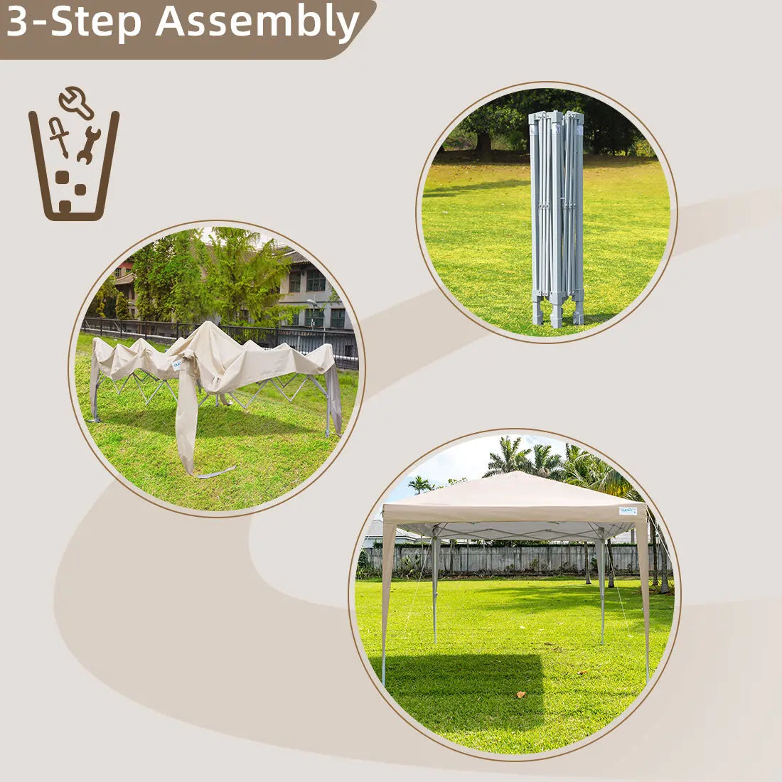 10' x 10' Instant Pop Up Canopy Tent with No Side Walls - Portable Outdoor Shelter for Camping, Beach, Picnics & Backyard Parties