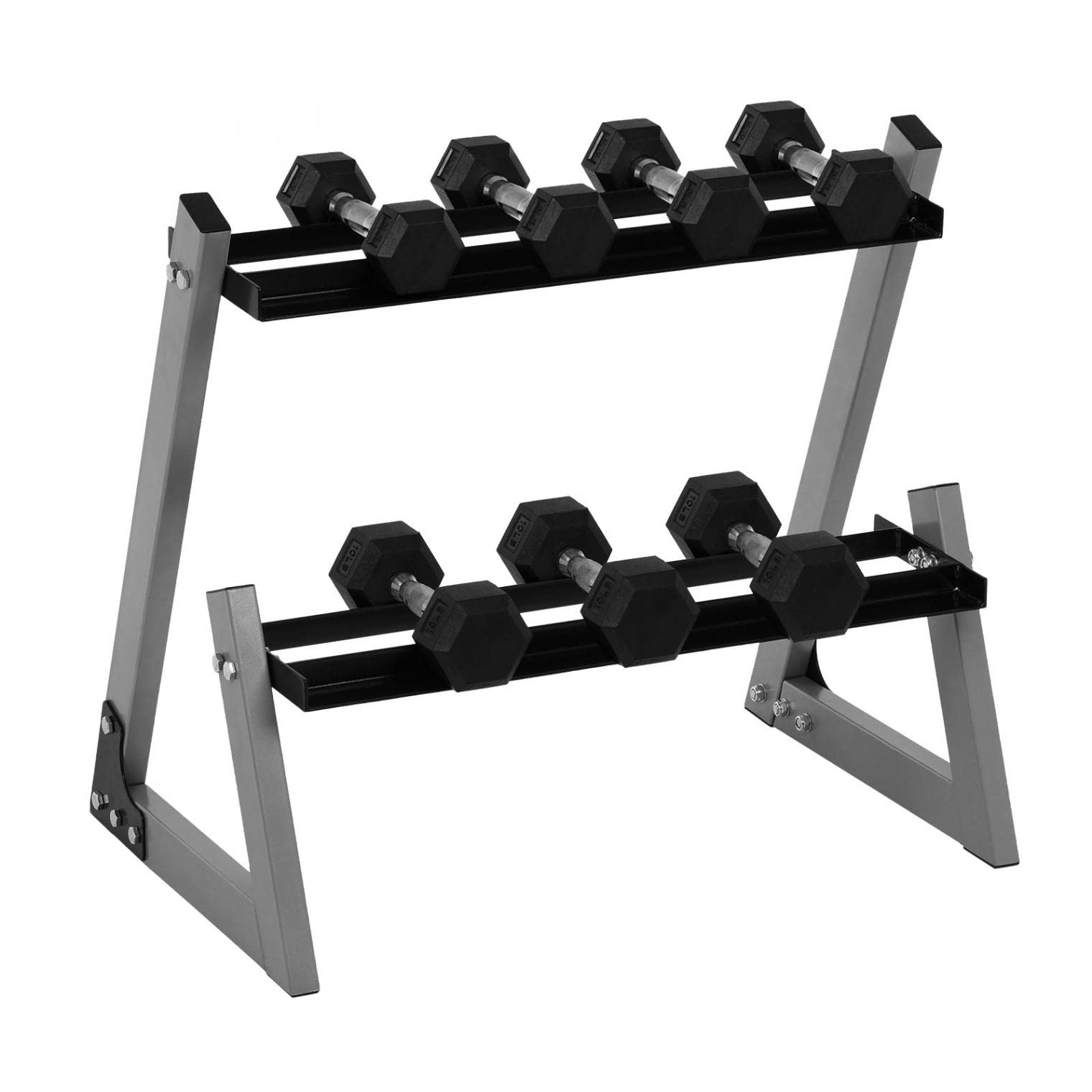 2-Tier Heavy Duty Steel Dumbbell Rack for Home Gym - 300 lbs Capacity, Quick Assembly, Black Power Block Stand | Perfect for Weight Plates, Dumbbells & Home Workout Equipment Organization