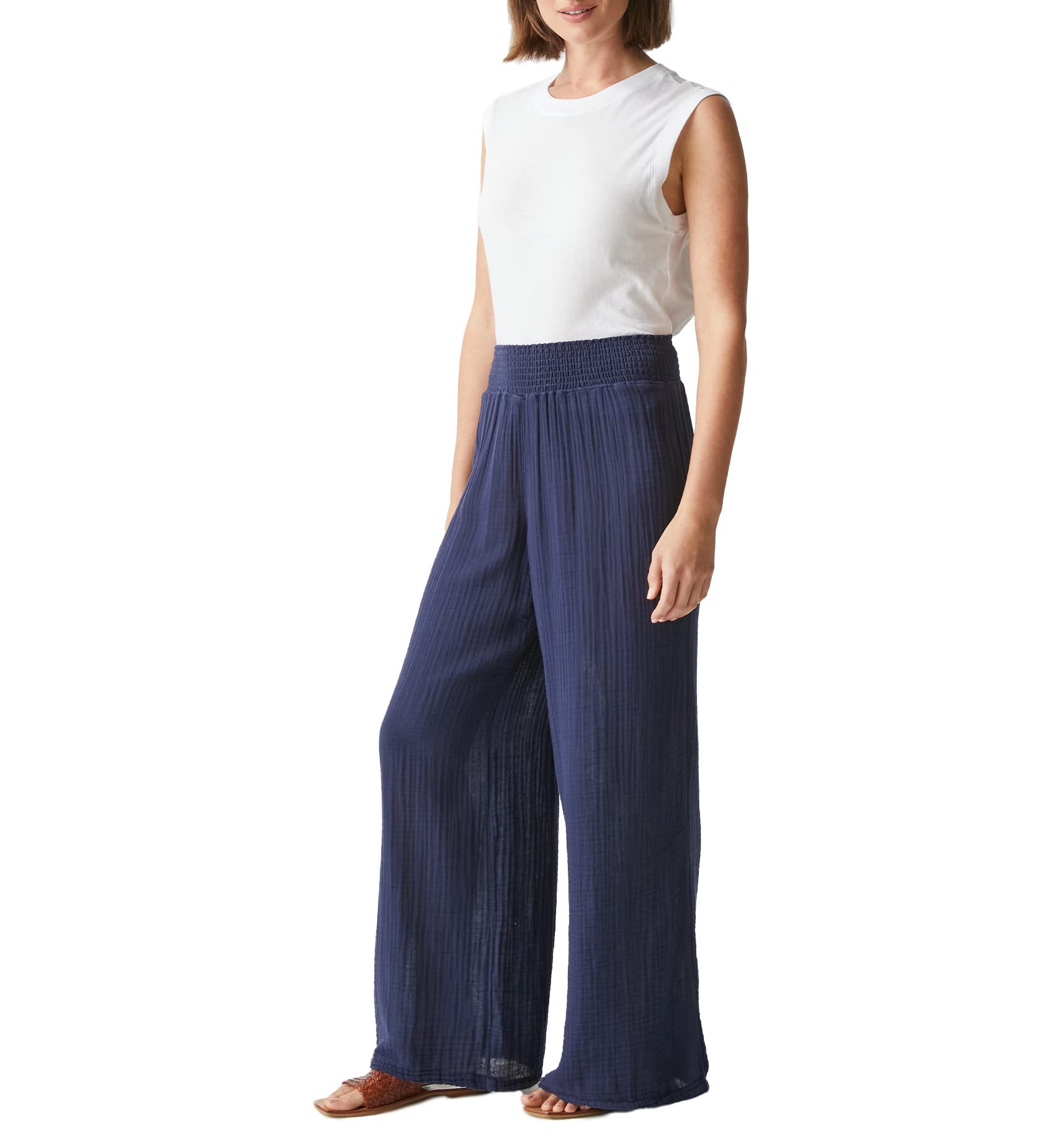 Michael Stars Women's Susie Gauze Pants - Soft Elastic Waist Casual Lounge Pants for Yoga, Travel & Summer Comfort