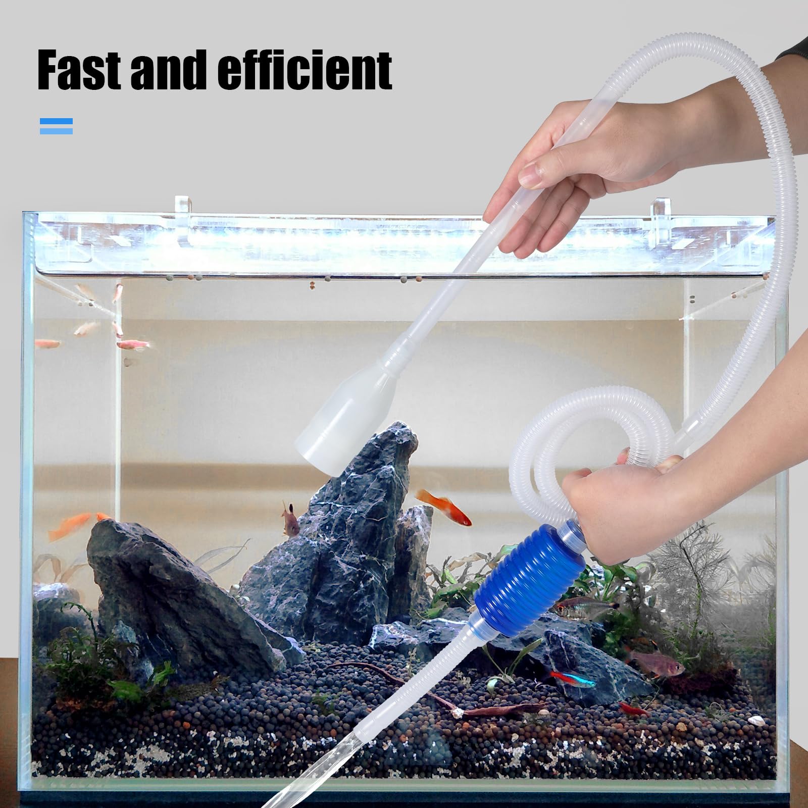 AQUANEAT Aquarium Vacuum Siphon - Fish Tank Gravel Cleaner & Water Changer with Hand Pump for Freshwater & Saltwater Tanks - Perfect for Routine Maintenance and Water Changes