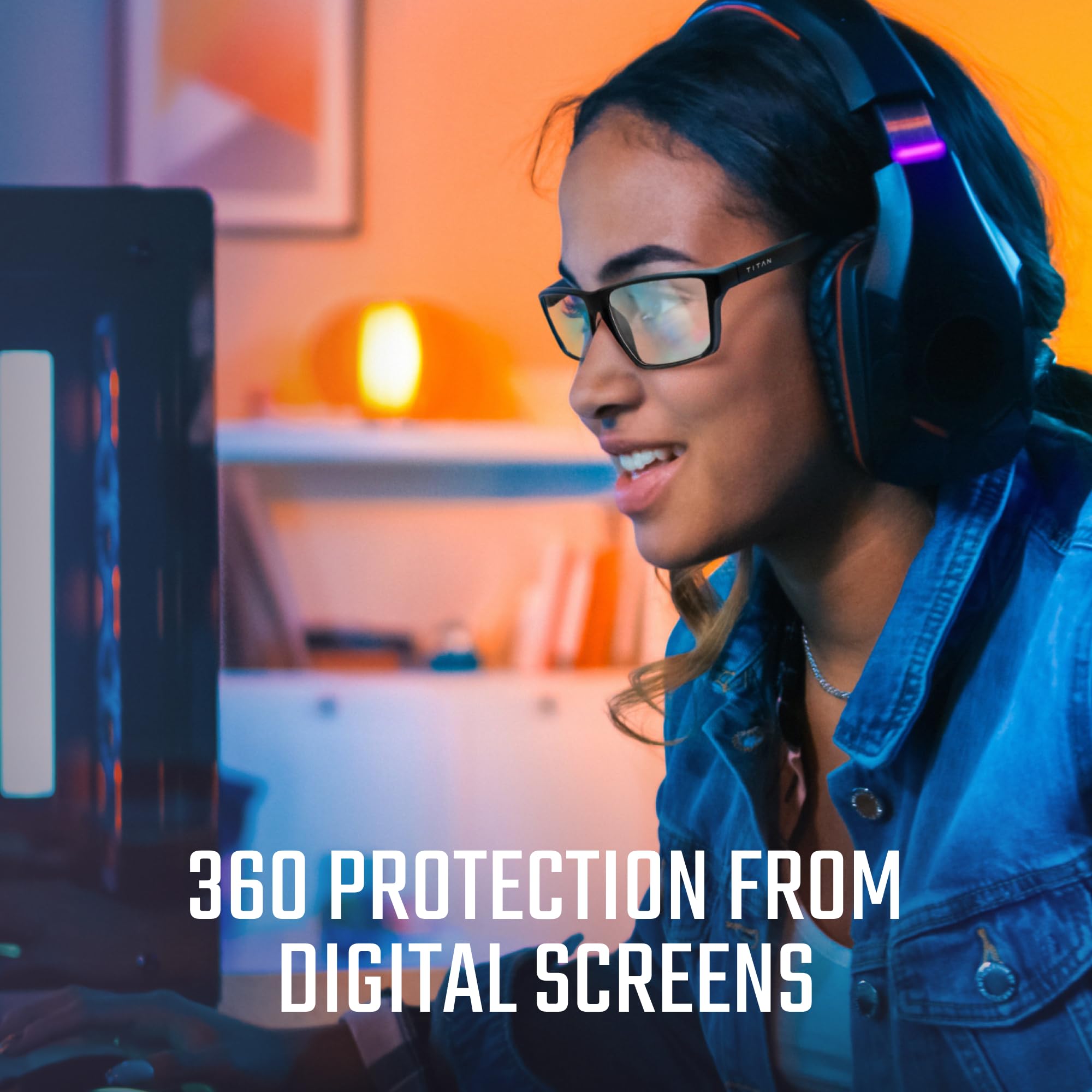 Titan Anti Blue Light Gaming Glasses - UV400 Protection for Men | Reduce Eye Strain for Gaming & Work