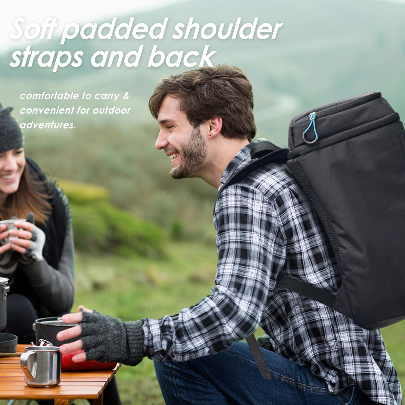 **Insulated 36 Can Backpack Cooler - Leak Proof, Lightweight & Portable Cooler Backpack for Men & Women (Black) - Perfect for Camping, Picnics & Beach Trips**