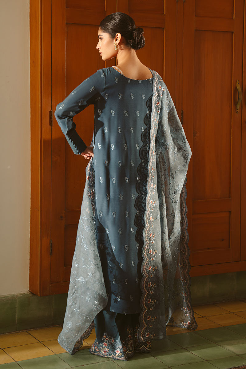 Majestic Teal 3-Piece Embroidered Silk Suit for Women | Luxury Formal Wear for Weddings, Parties & Special Occasions | Elegant Evening Outfits