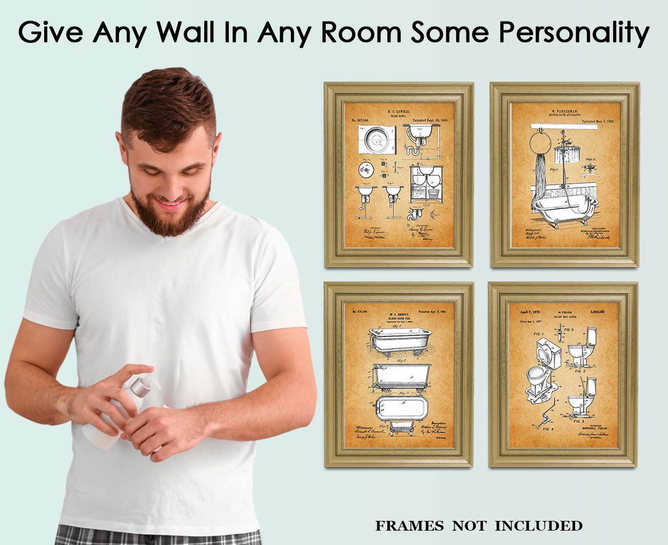 Farmhouse Bathroom Wall Art Set of 4 - Funny 8x10 Prints for Bathroom Decor & Home