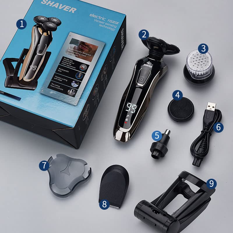 5-in-1 Electric Head Shaver for Bald Men - Waterproof Wet/Dry Rechargeable Razor with LCD Display | Perfect for Travel, Gym & Daily Facial Shaving