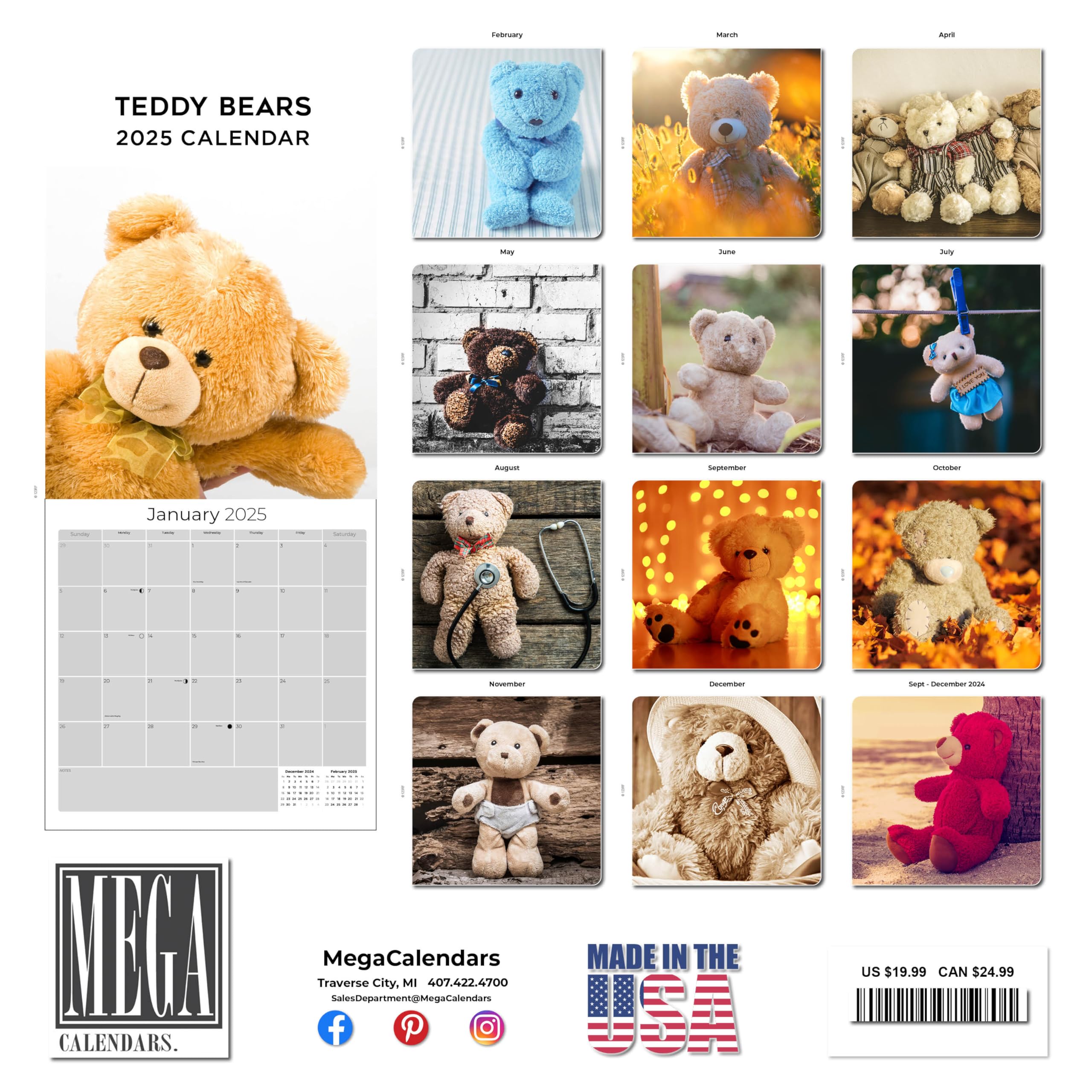 2024-2025 Teddy Bear Wall Calendar - 12