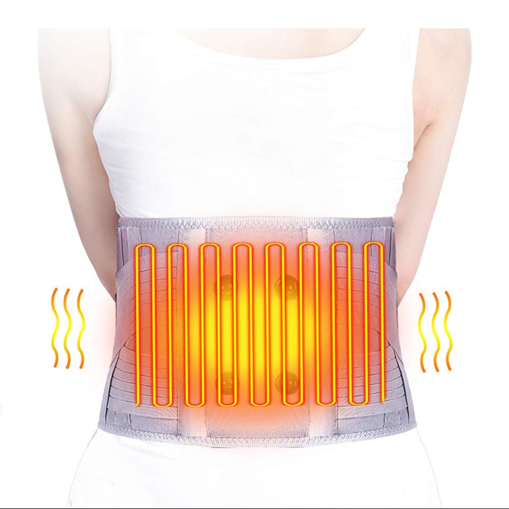 Lumbar Support Belt with Magnetic Therapy & Vibration Massage - Far Infrared Heat for Back Pain Relief - Strong Posture Corrector (White) - Ideal for Office Work, Driving & Daily Activities