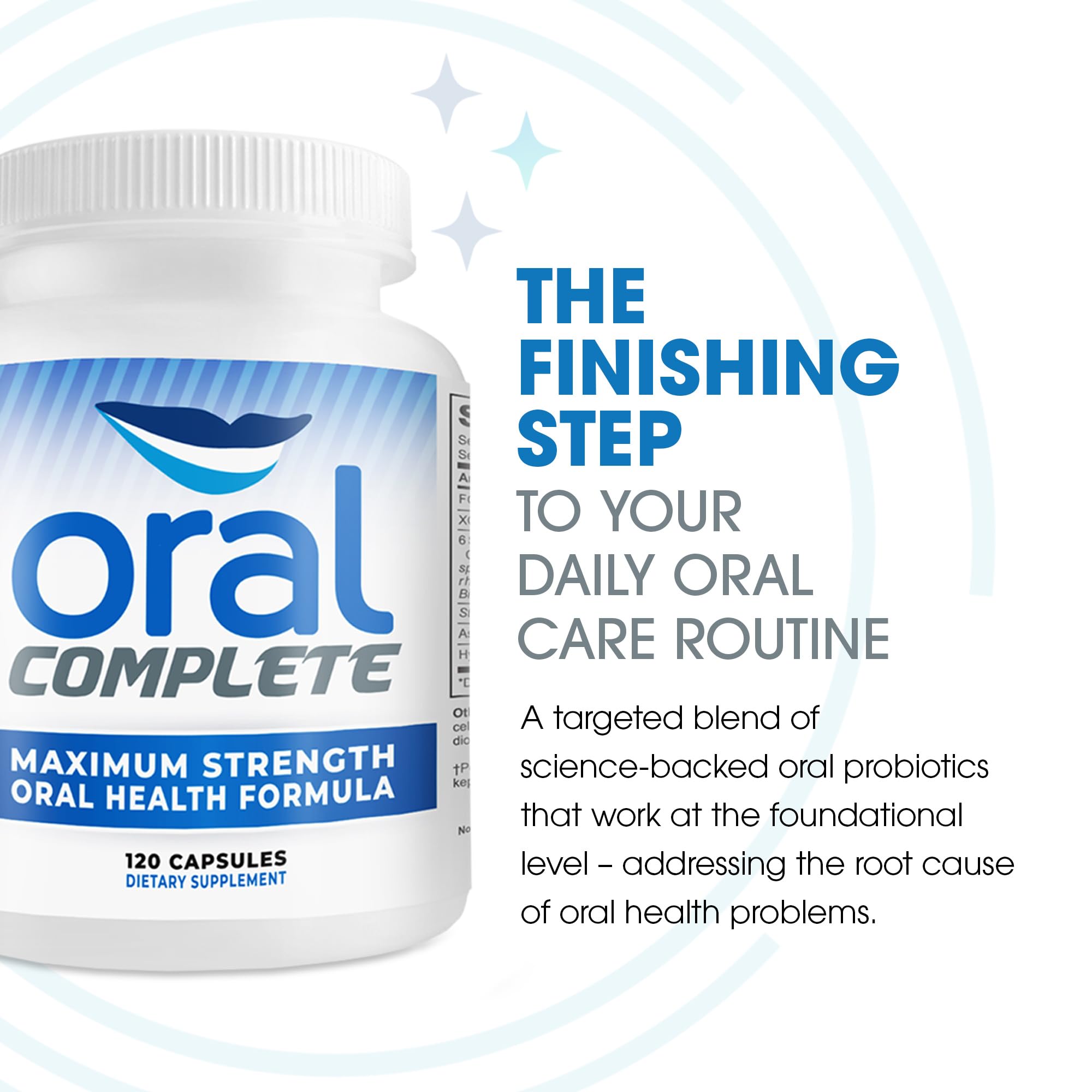 Oral Complete 11-in-1 Dental Probiotics for Bad Breath & Halitosis Treatment - Supports Tonsil Stone Prevention with BLIS K12, Ashwagandha & Collagen - Non-GMO Formula, 120 Capsules - Freshen Breath & Improve Oral Health for Daily Use