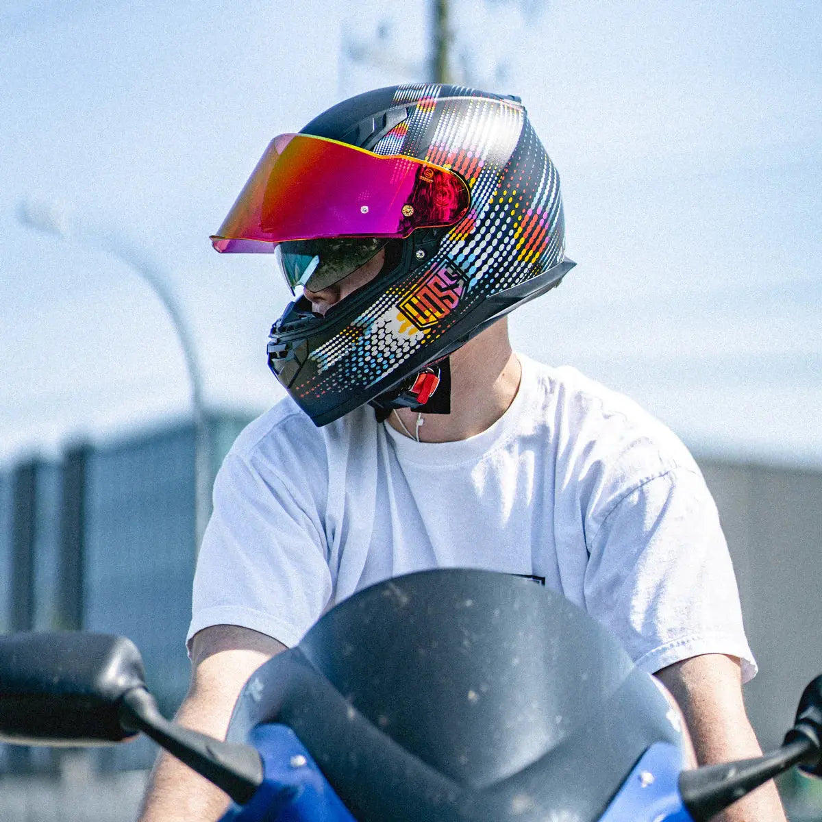 Voss 988 Moto 1 Full Face Metal Fractal Motorcycle Helmet - DOT Approved for Street & Off-Road Riding, Cruiser & Sport Bike Use