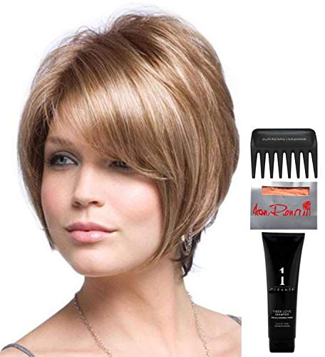 Bundle - 5 Items: KATE by Noriko Synthetic Wig, Christy's Wigs Q&A Guidebook, Professional Wig Shampoo, Nylon Wig Cap & Wide Tooth Comb - Dark Chocolate Color | Perfect for Cosplay, Costume Parties & Everyday Hair Styling