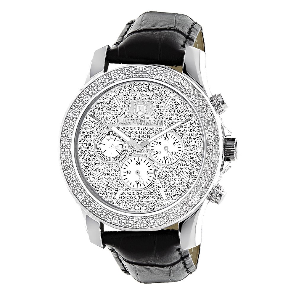 LUXURMAN Men's Diamond Watch - 0.25 Carat Genuine Diamond Luxury Timepiece for Business, Formal & Special Occasions | Waterproof Stainless Steel Dress Watch for Groomsmen, Gifts & Everyday Elegance