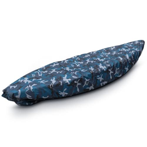 UNISTRENGH Heavy Duty Waterproof Kayak Cover - UV Protection & Dustproof Canoe Storage Cover for 6.8-8.2ft (2.1-2.5m) Boats - Blue Camo Design - Perfect for Outdoor Storage, Boat Protection & All-Weather Use