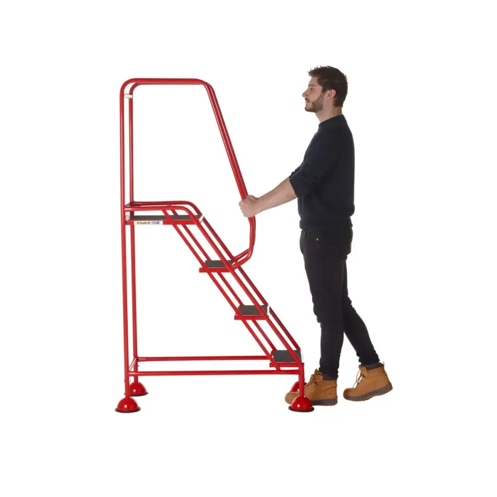 Climb It UK Domed Feet Steps - Red Non-Slip Ladder Accessories for Home, Garage, and Workshop Use