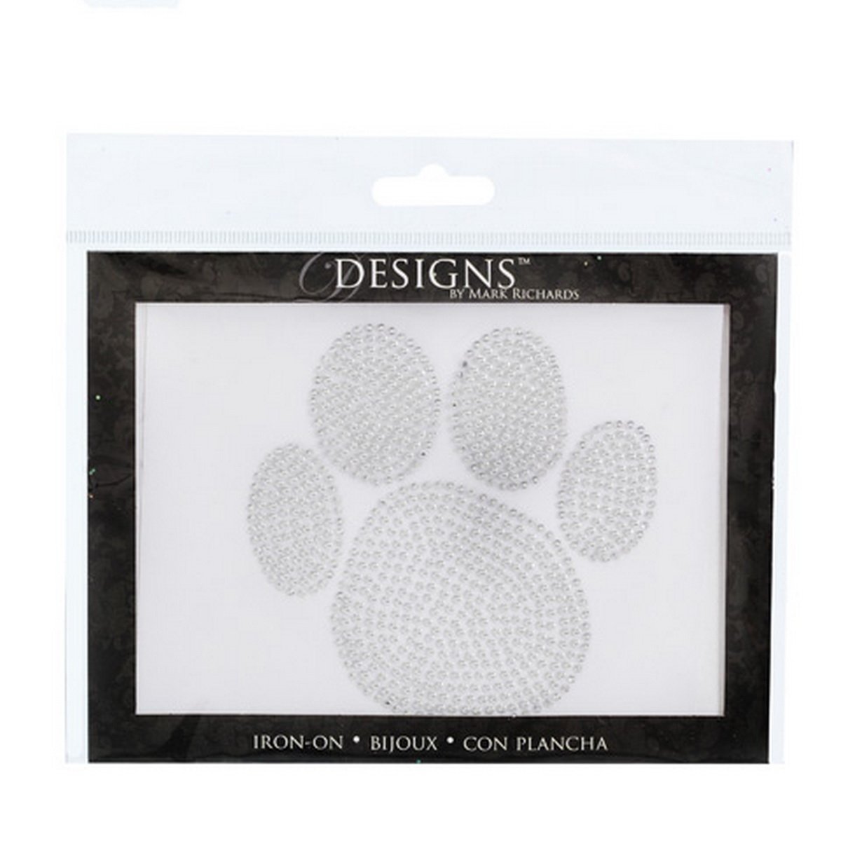 Designs by Mark Richards Iron-On Bling - Pawprint Rhinestone Transfer 5022 for T-Shirts, Hoodies & DIY Crafts | Perfect for Pet Lovers & Custom Apparel Designs